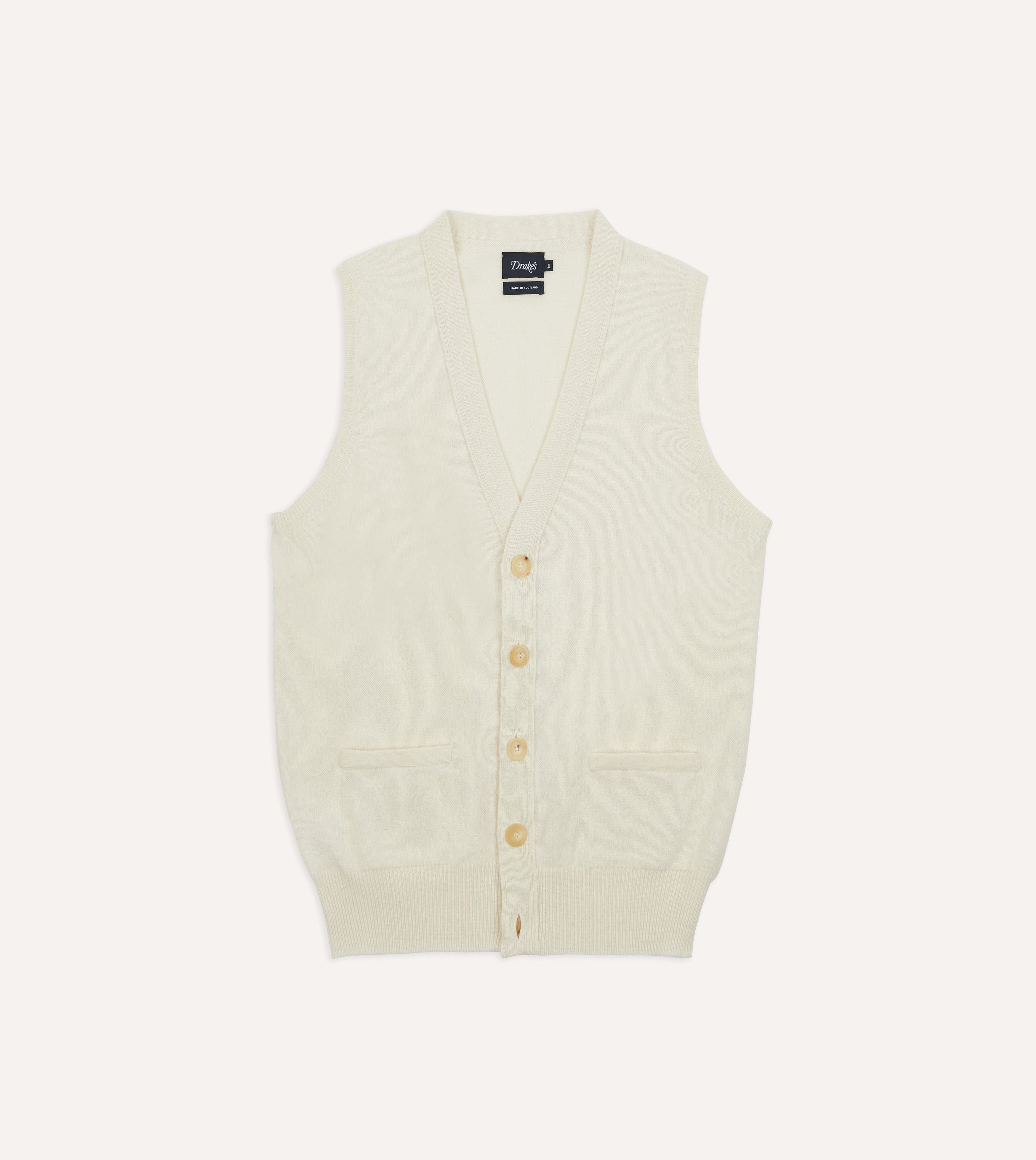 Ecru Lambswool Sleeveless Cardigan