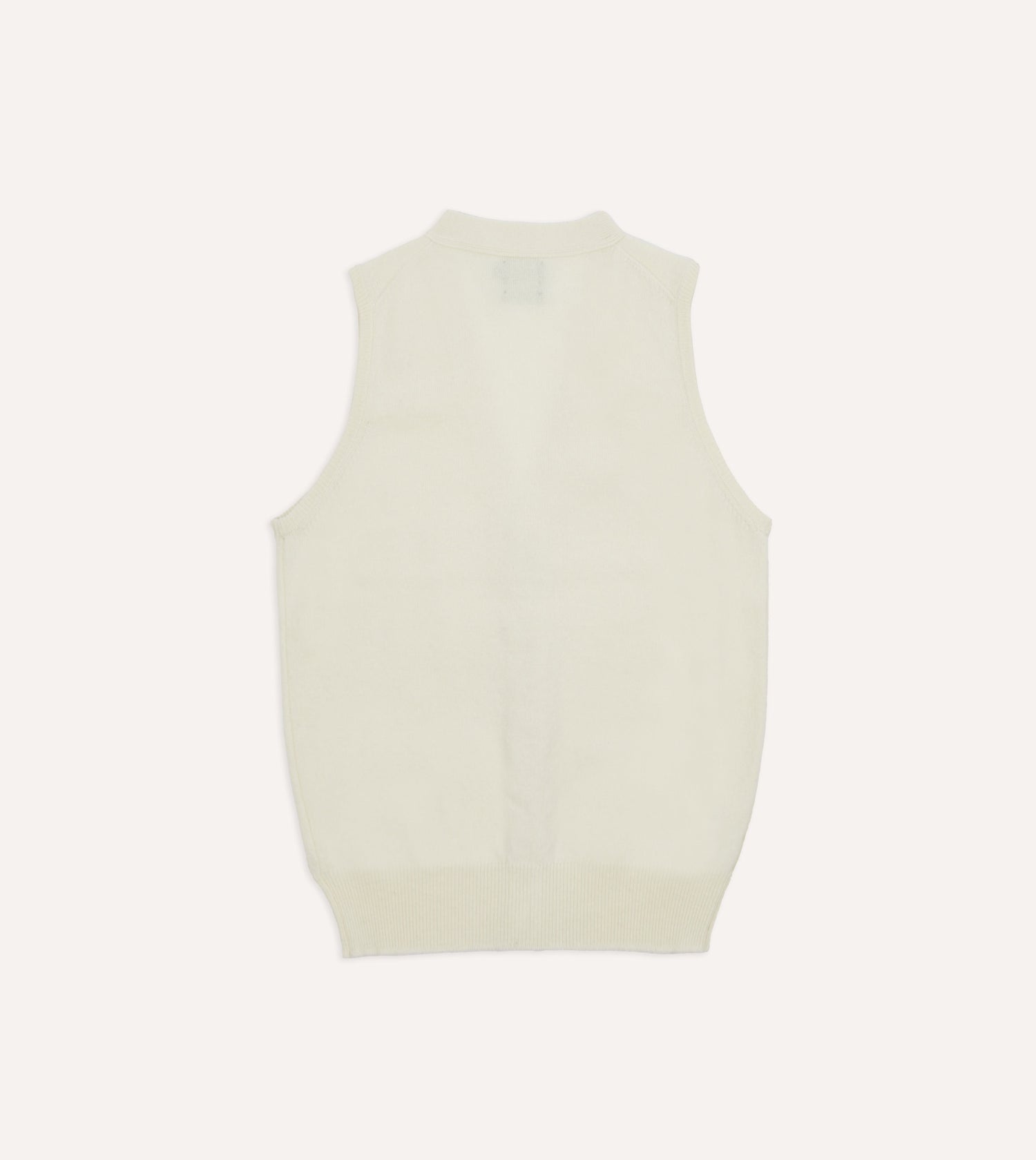 Ecru Lambswool Sleeveless Cardigan