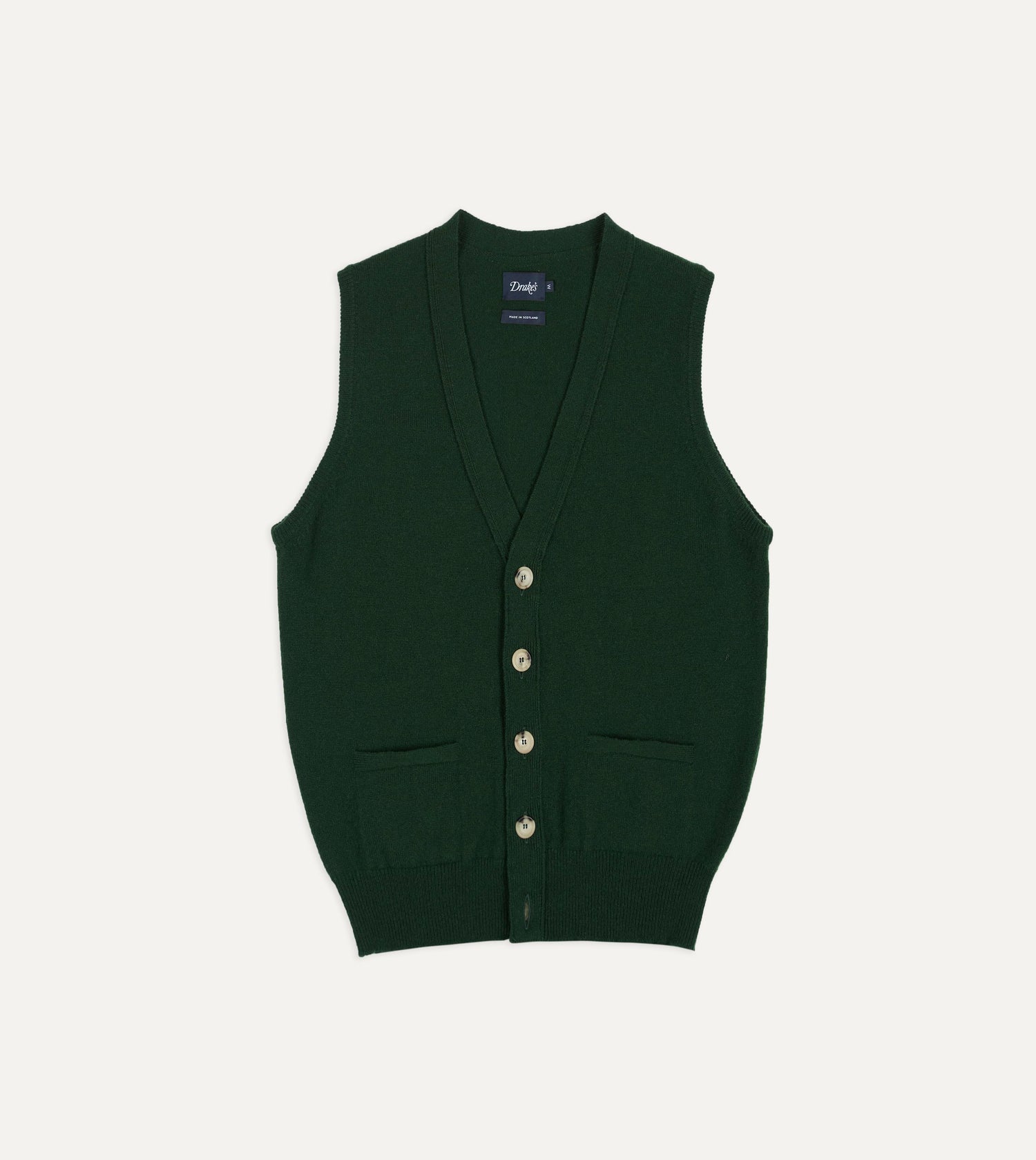 Dark Green Lambswool Sleeveless Cardigan