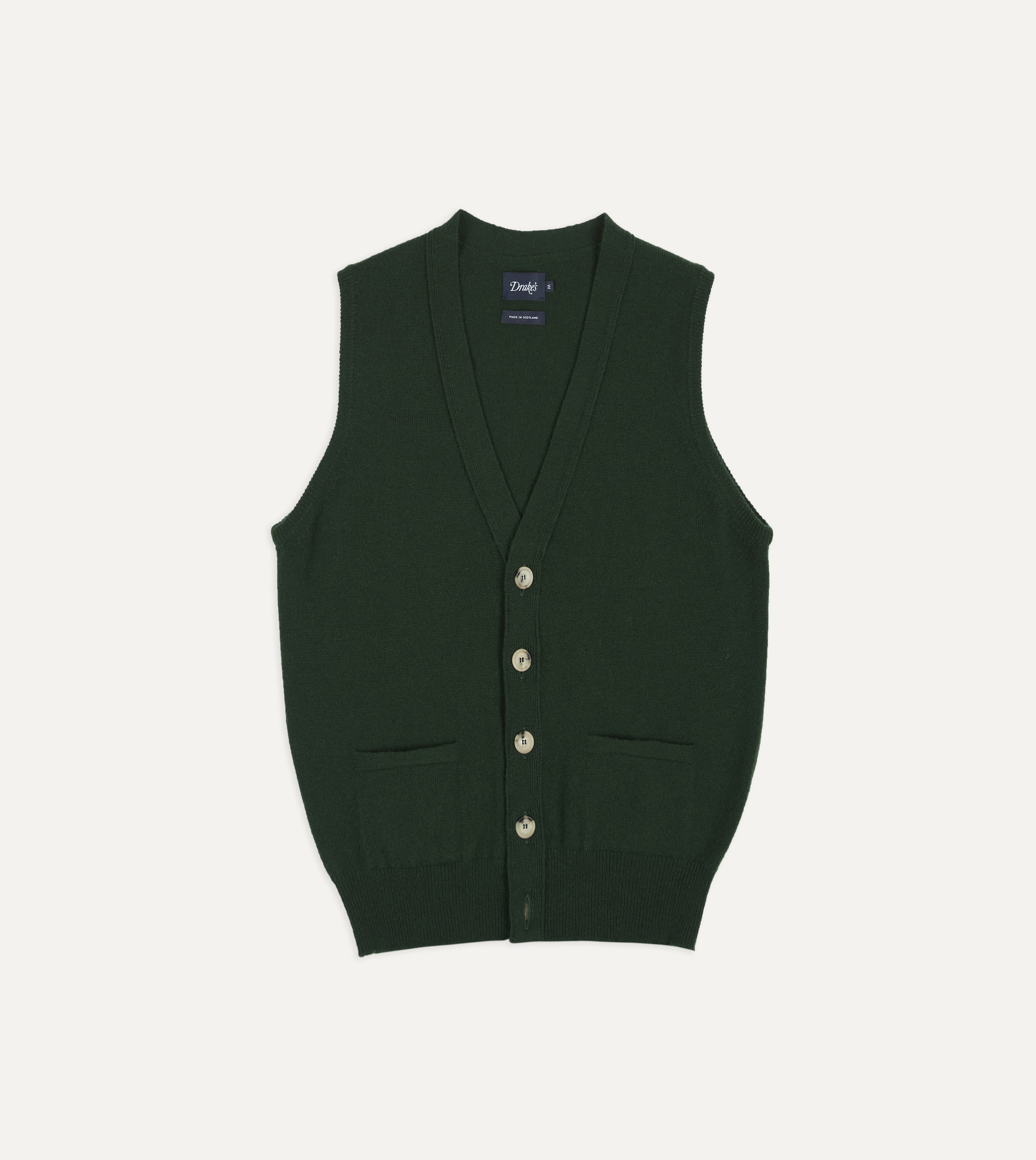 Dark Green Lambswool Sleeveless Cardigan