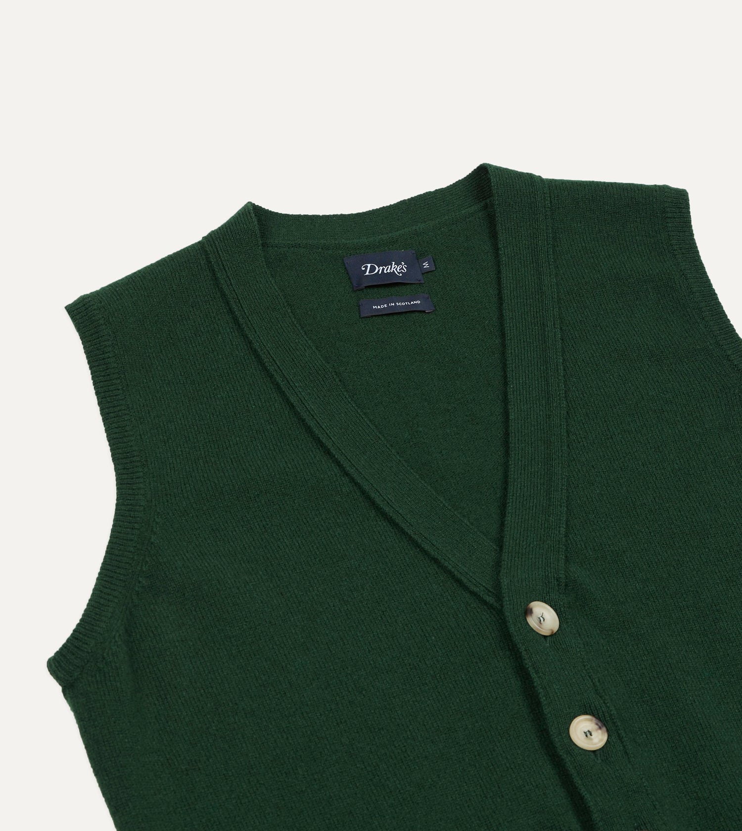 Dark Green Lambswool Sleeveless Cardigan