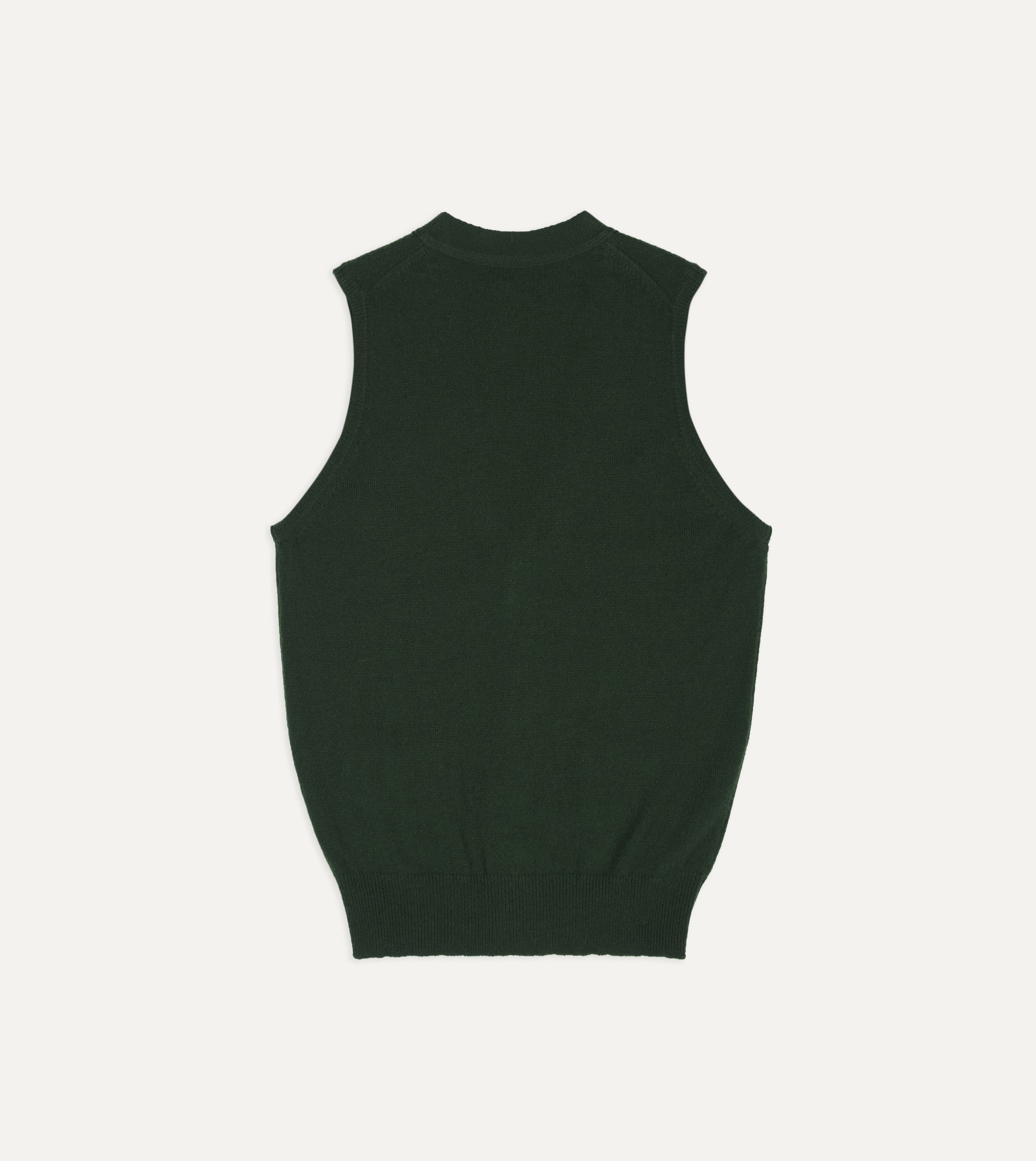 Dark Green Lambswool Sleeveless Cardigan