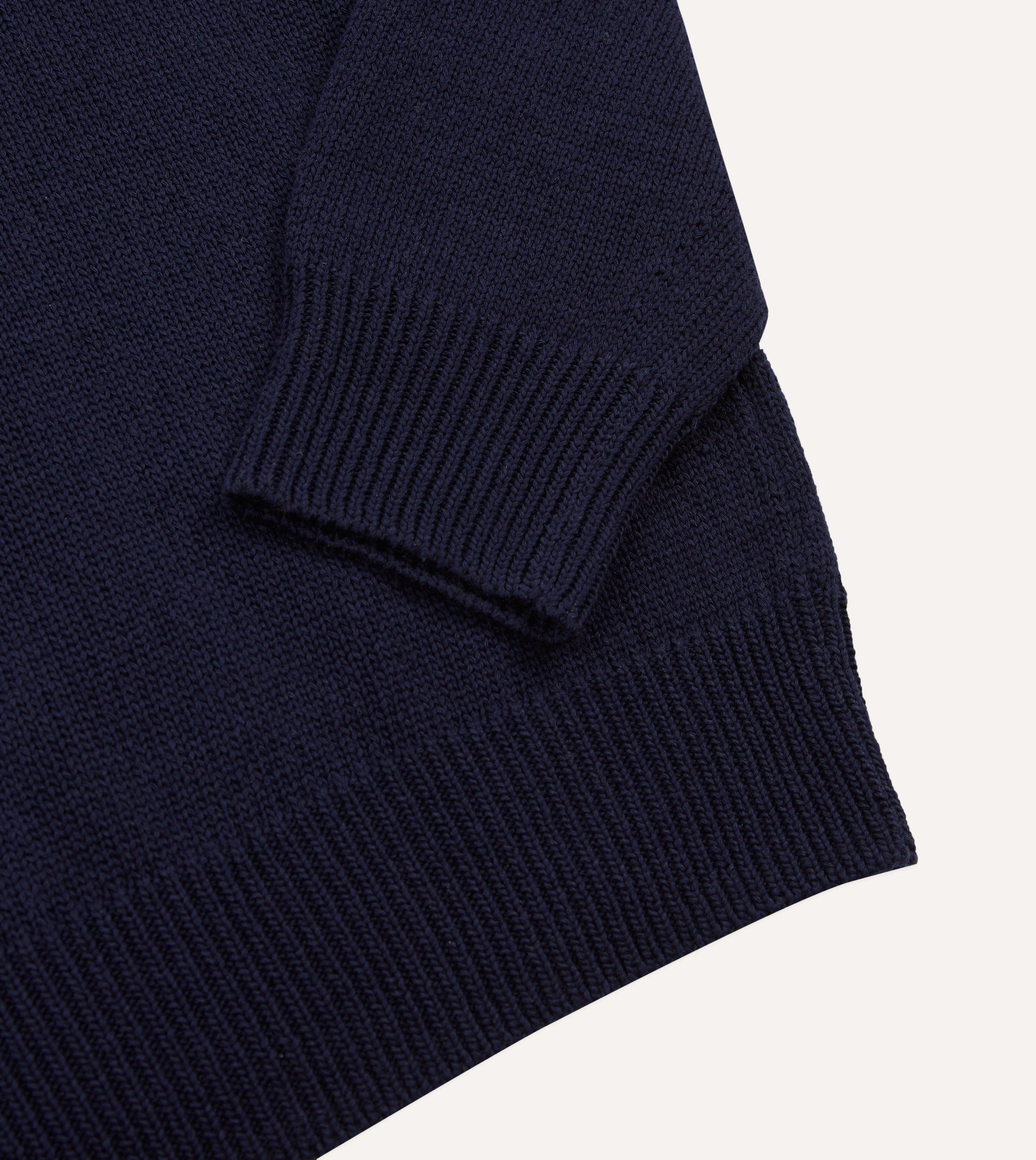 Navy Cotton Mock Neck Jumper – Drakes