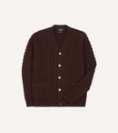 Brown Lambswool 6 Button Cable Knit Cardigan