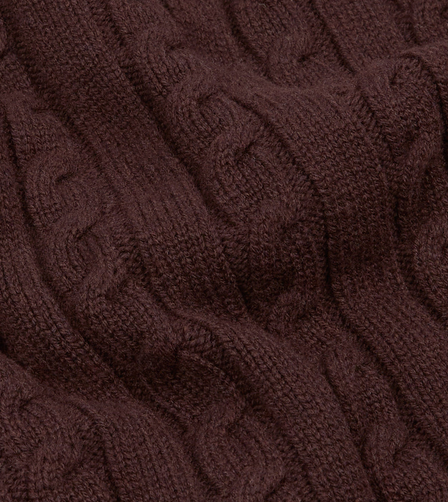 Brown Lambswool 6 Button Cable Knit Cardigan