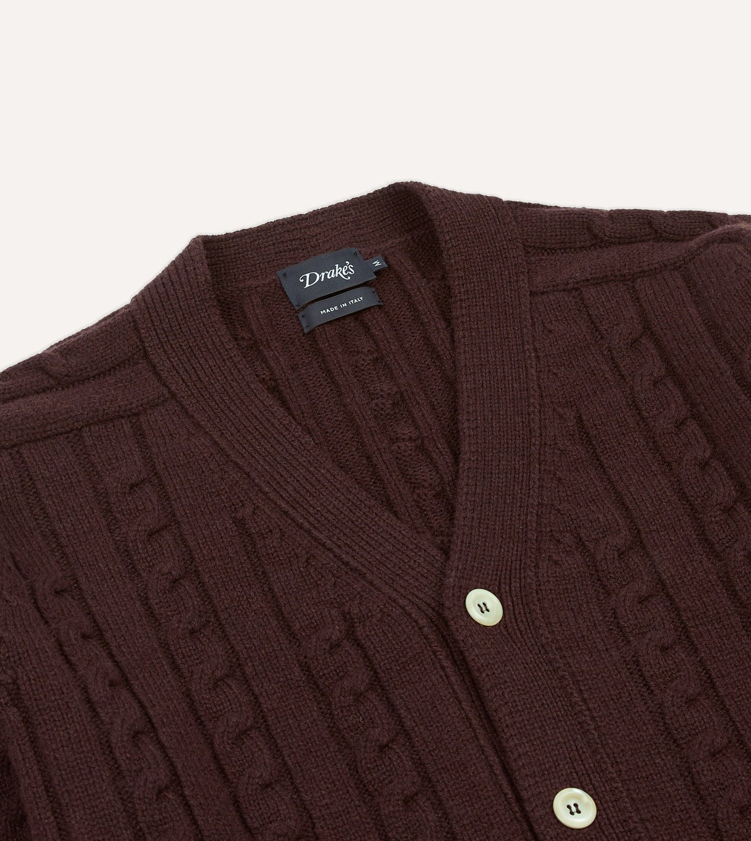 Brown Lambswool 6 Button Cable Knit Cardigan