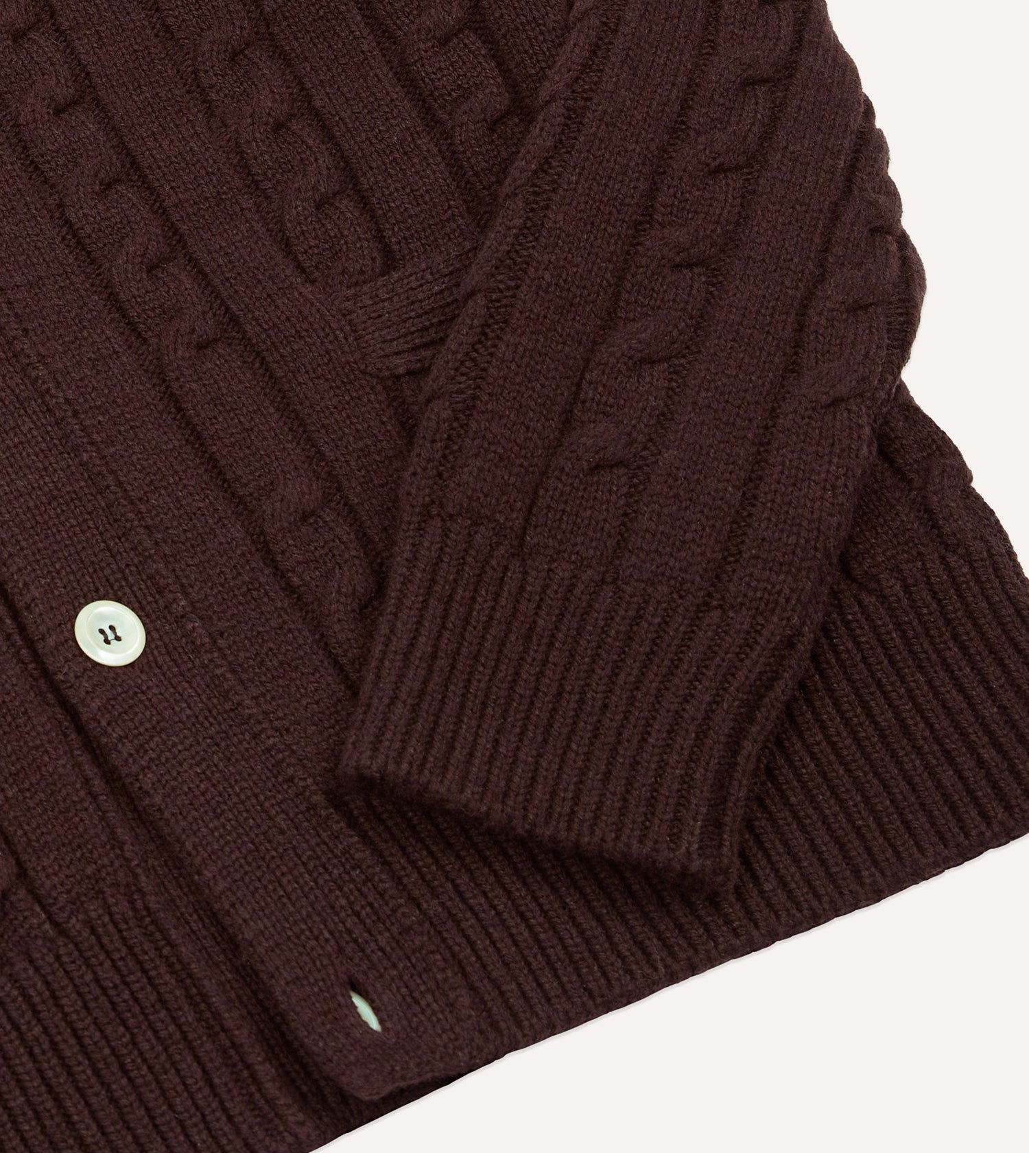 Brown Lambswool 6 Button Cable Knit Cardigan