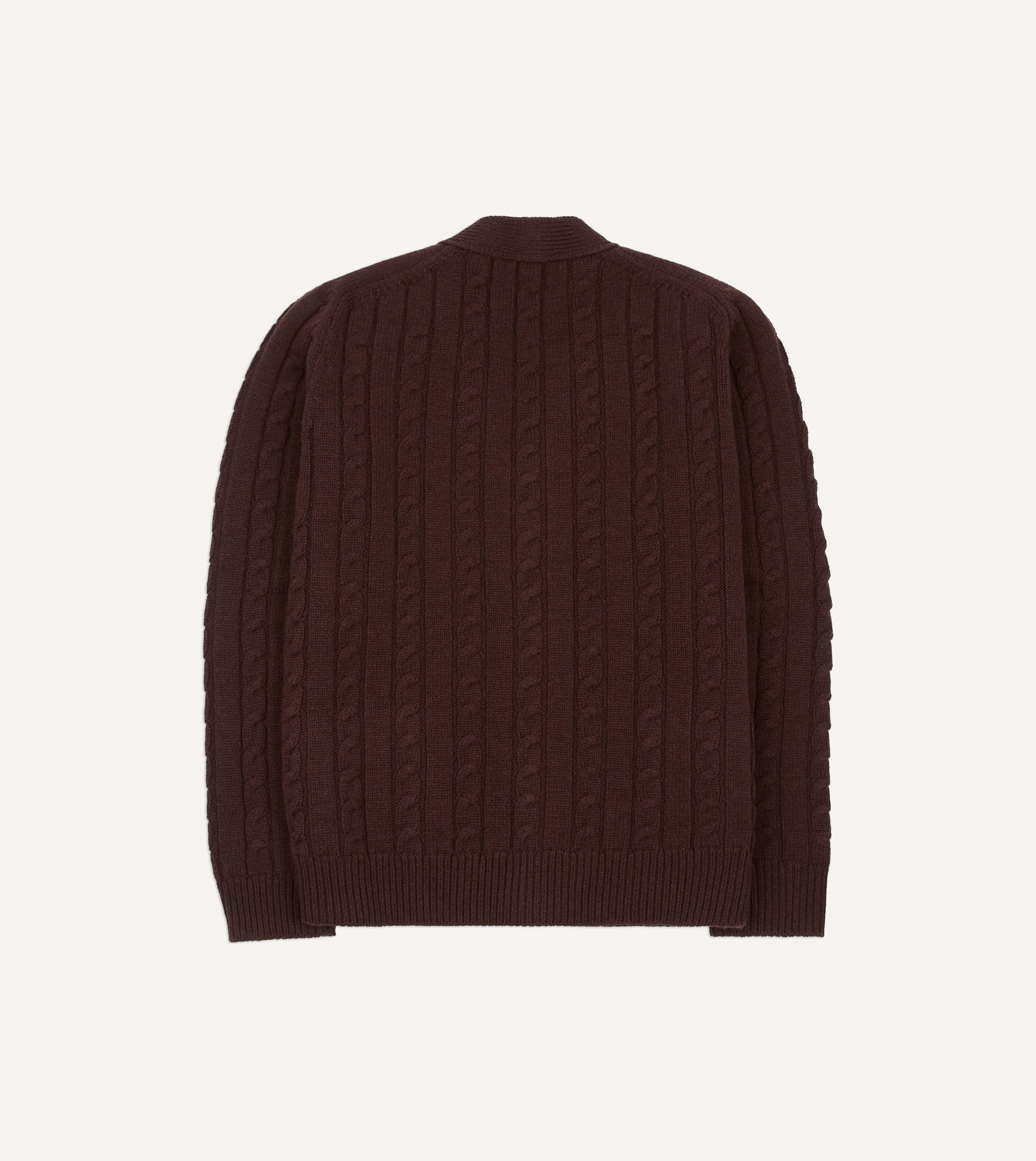 Brown Lambswool 6 Button Cable Knit Cardigan