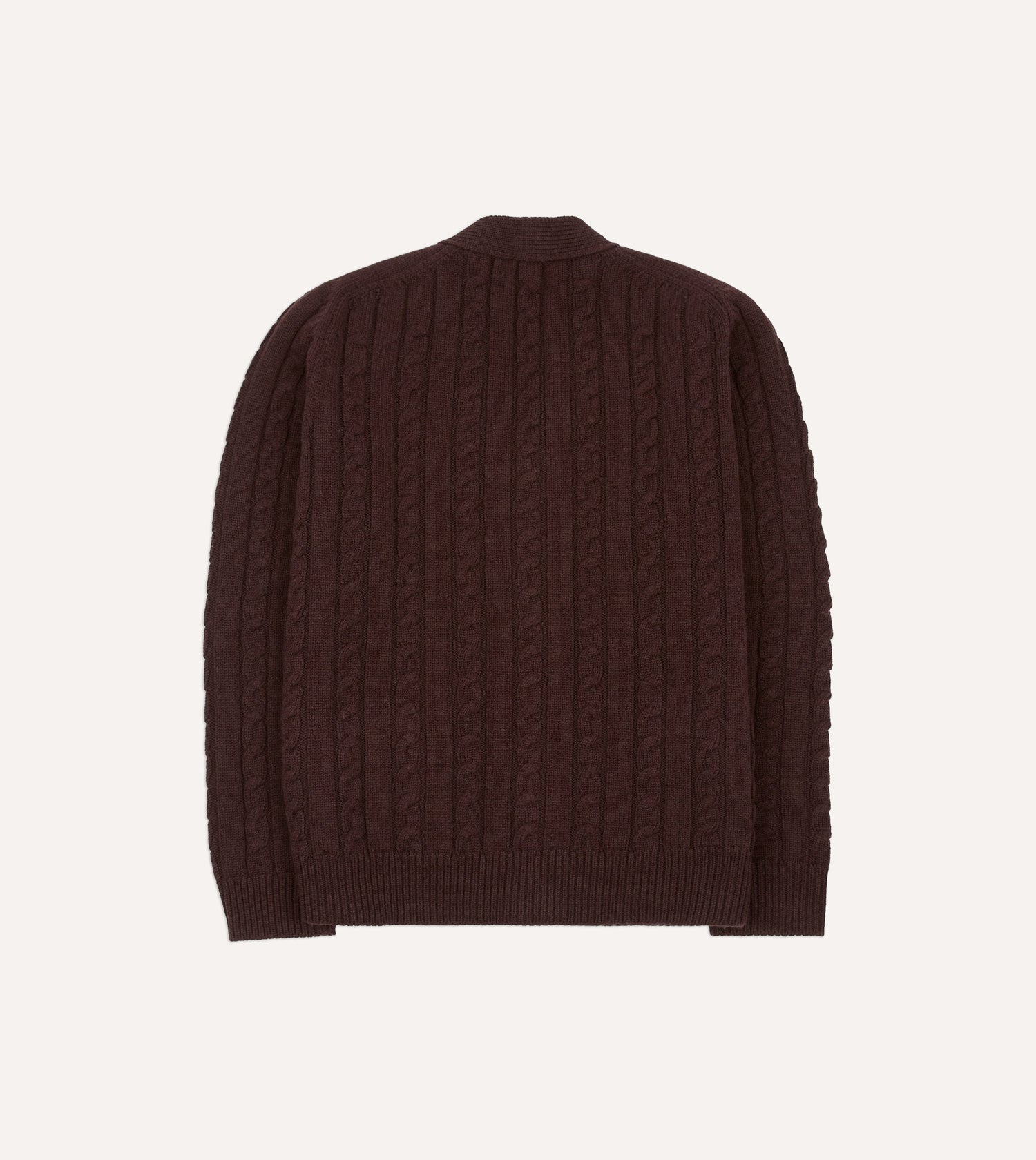 Brown Lambswool 6 Button Cable Knit Cardigan