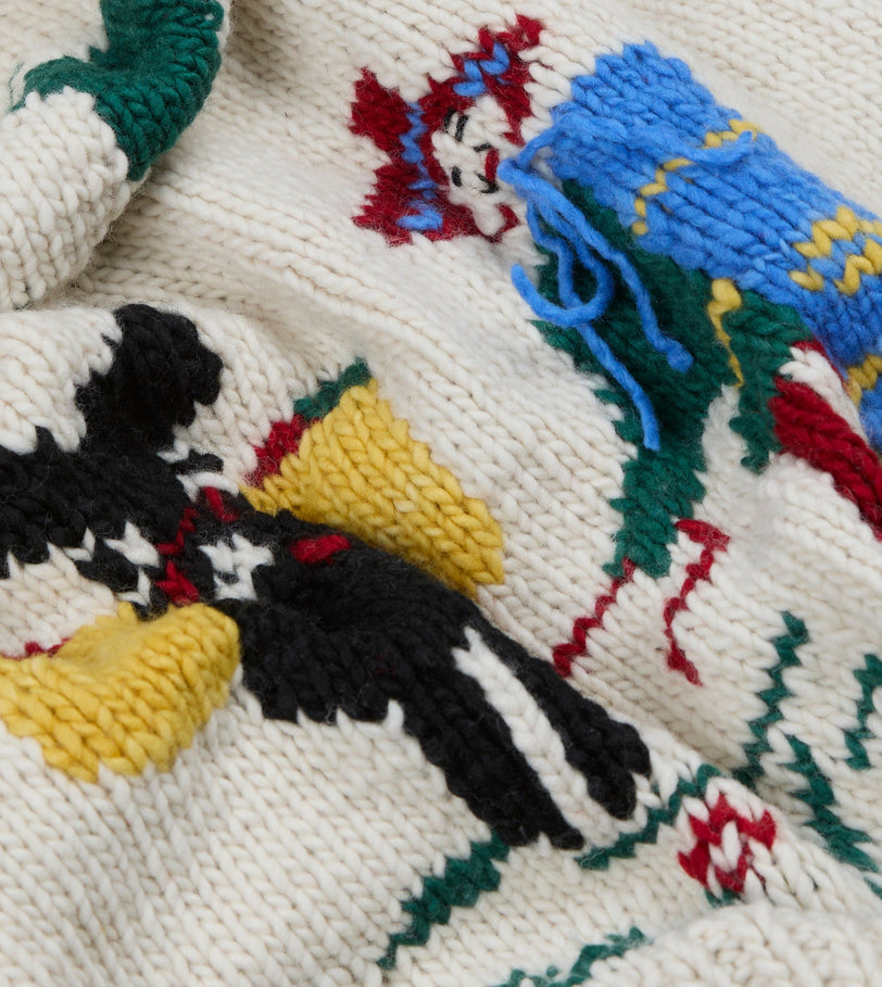 Chamula Ecru Souvenir Paisaje Shawl Collar Cardigan