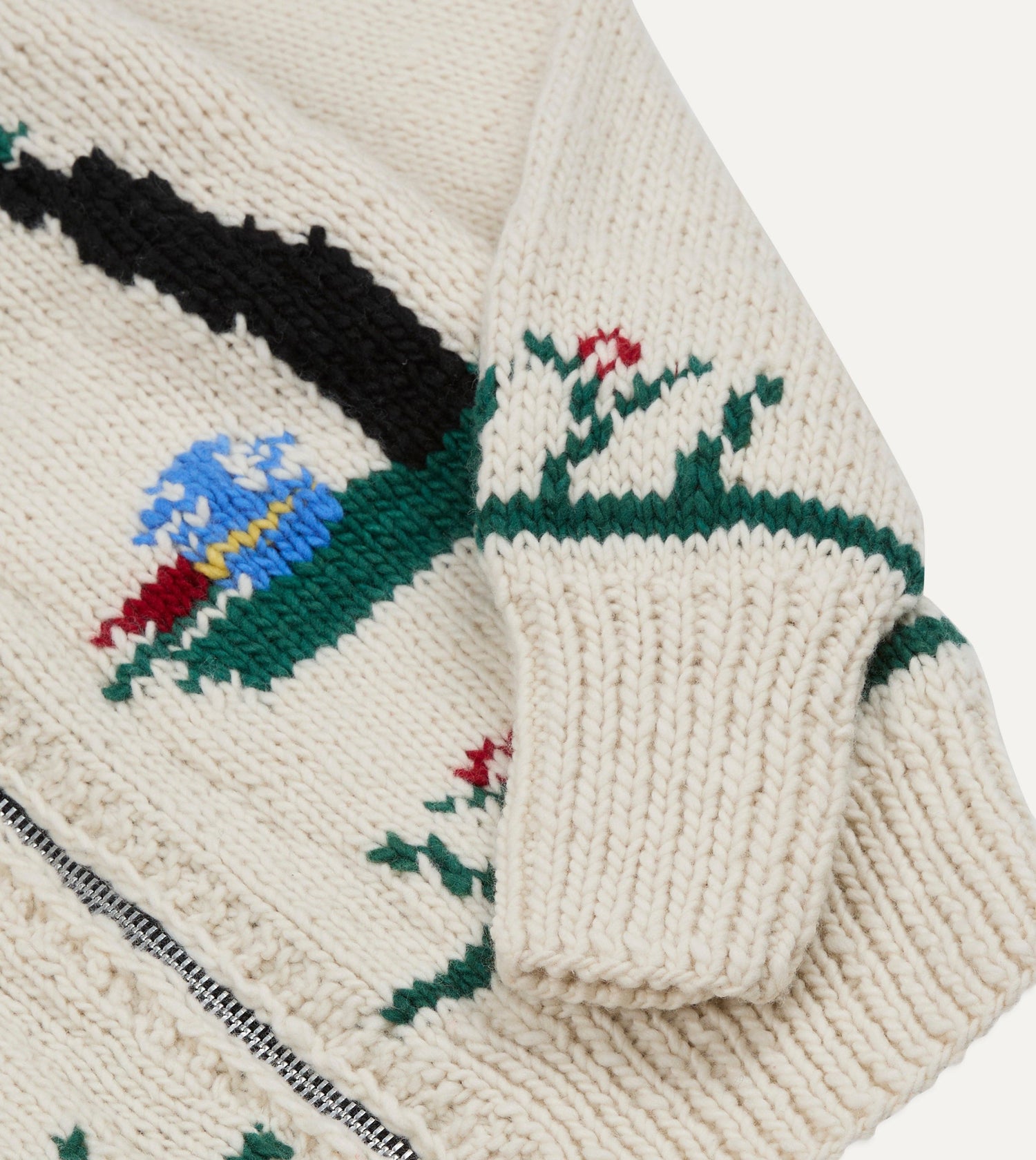 Chamula Ecru Souvenir Paisaje Shawl Collar Cardigan