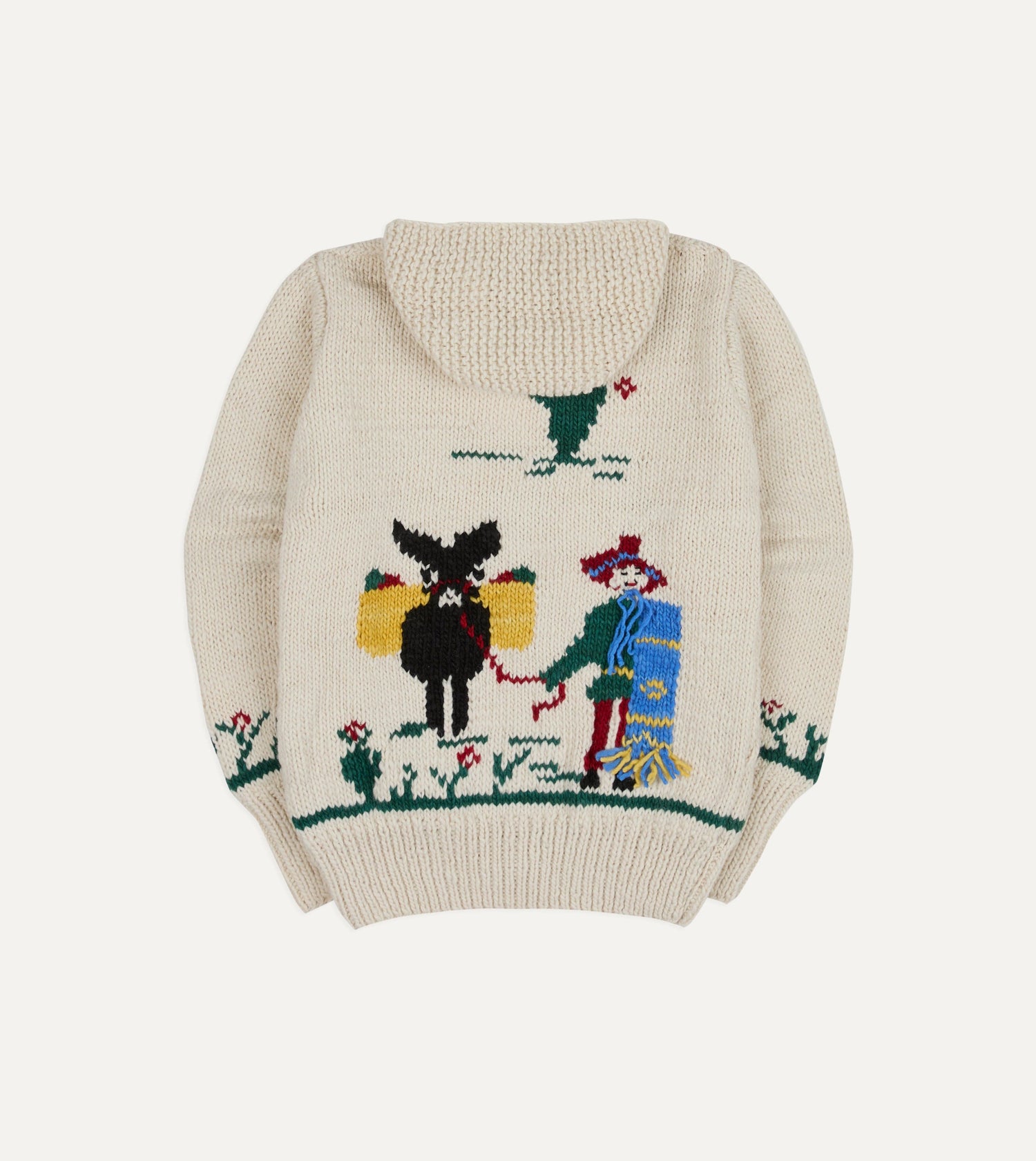 Chamula Ecru Souvenir Paisaje Shawl Collar Cardigan