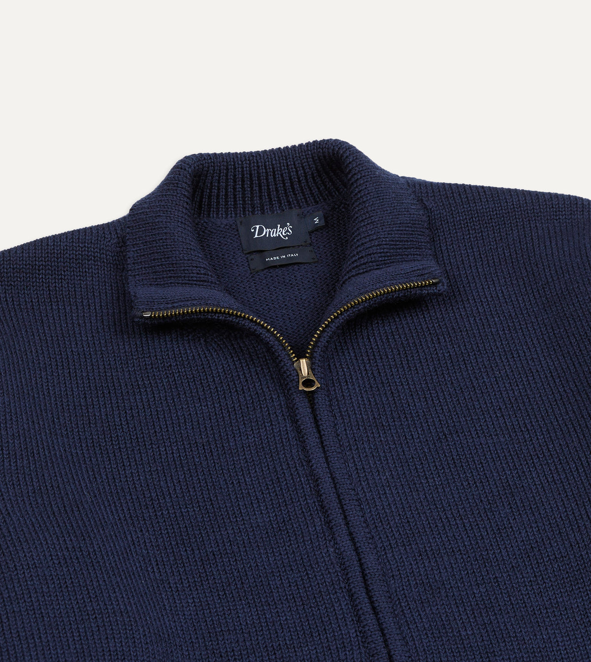 Navy Wool Zip-Through Cardigan