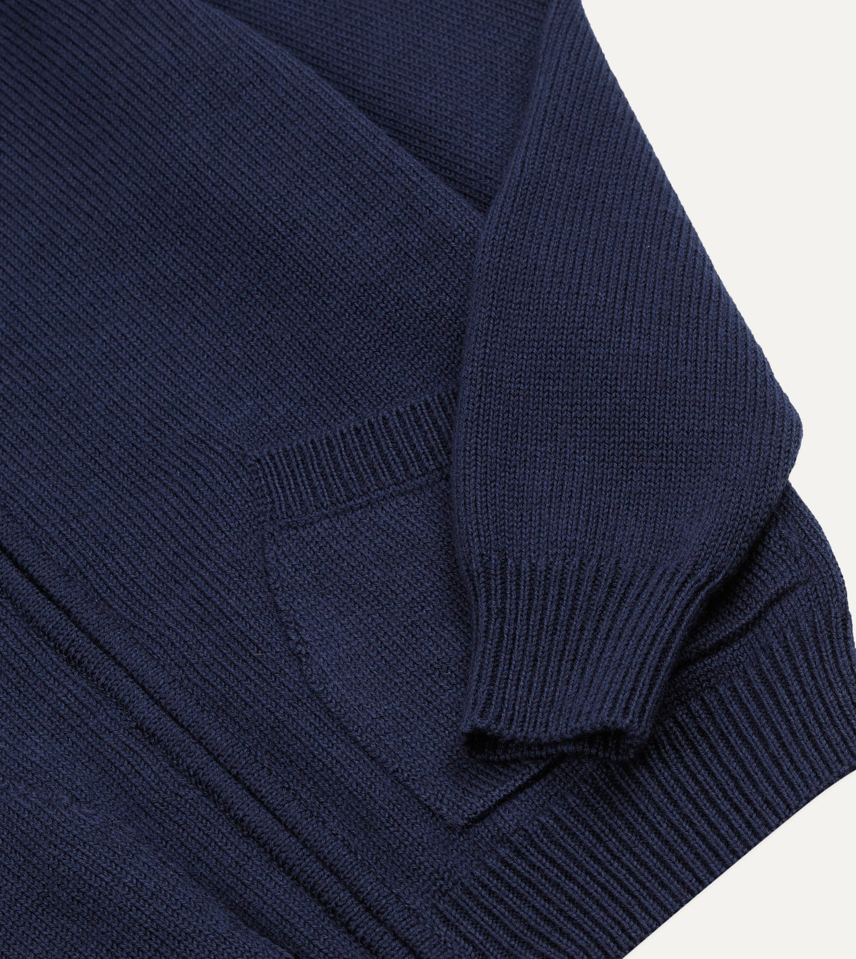 Navy Wool Zip-Through Cardigan