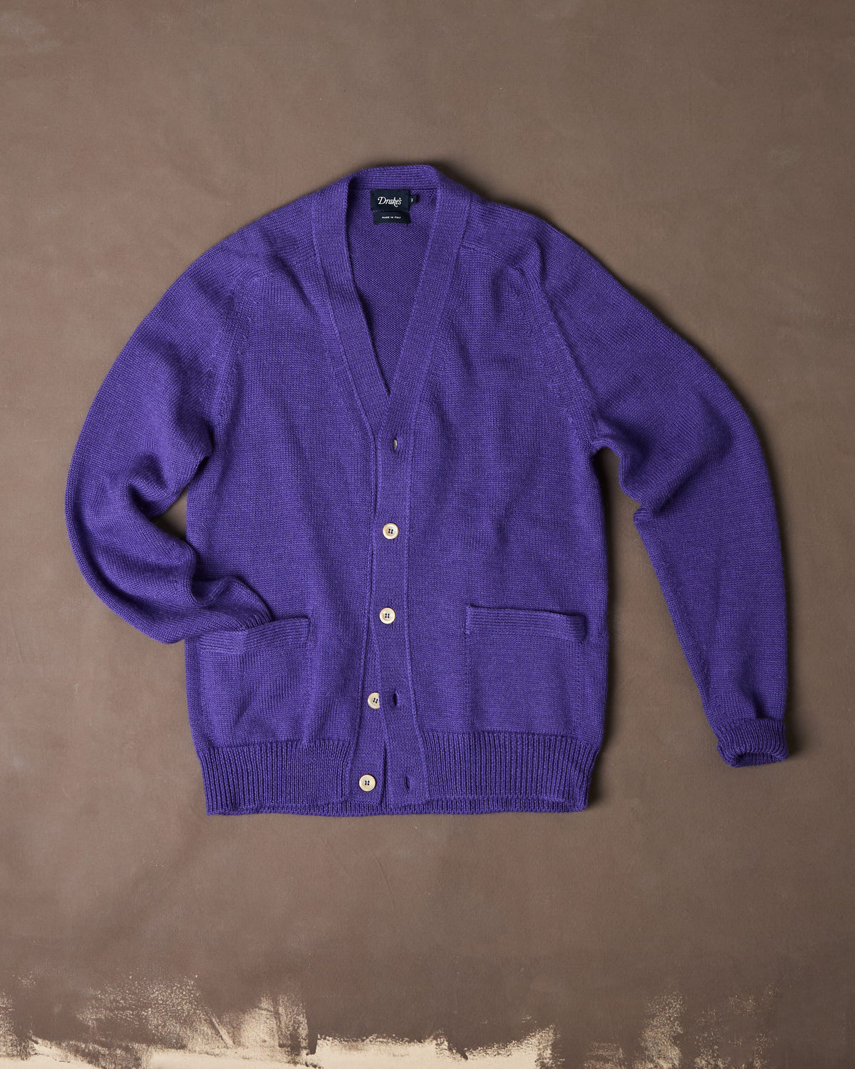 Purple Wool-Alpaca Button Cardigan