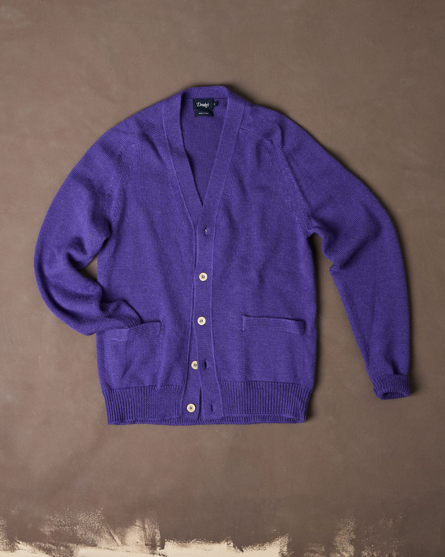 Purple Wool-Alpaca 6 Button Cardigan