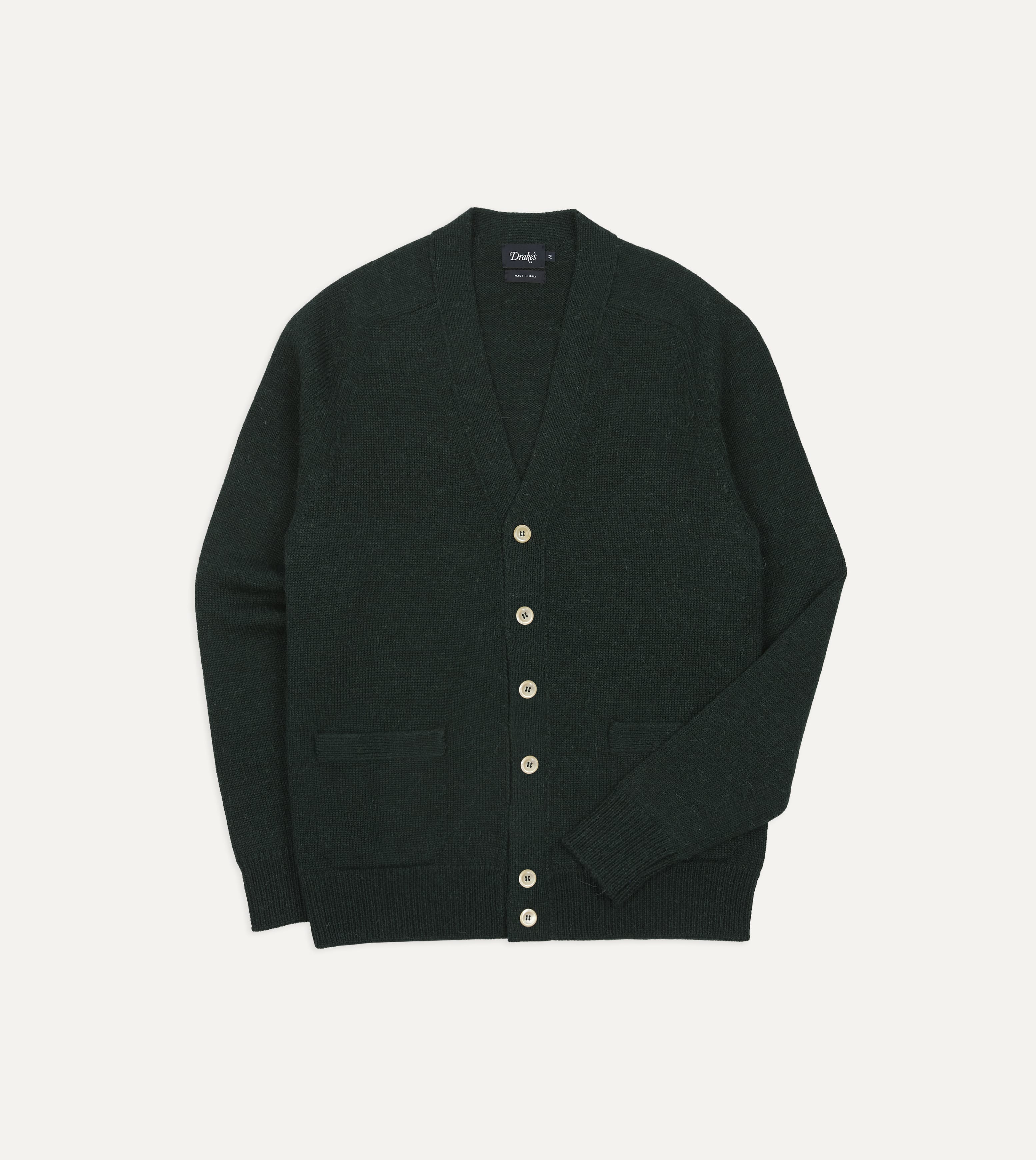 Green Wool-Alpaca Button Cardigan