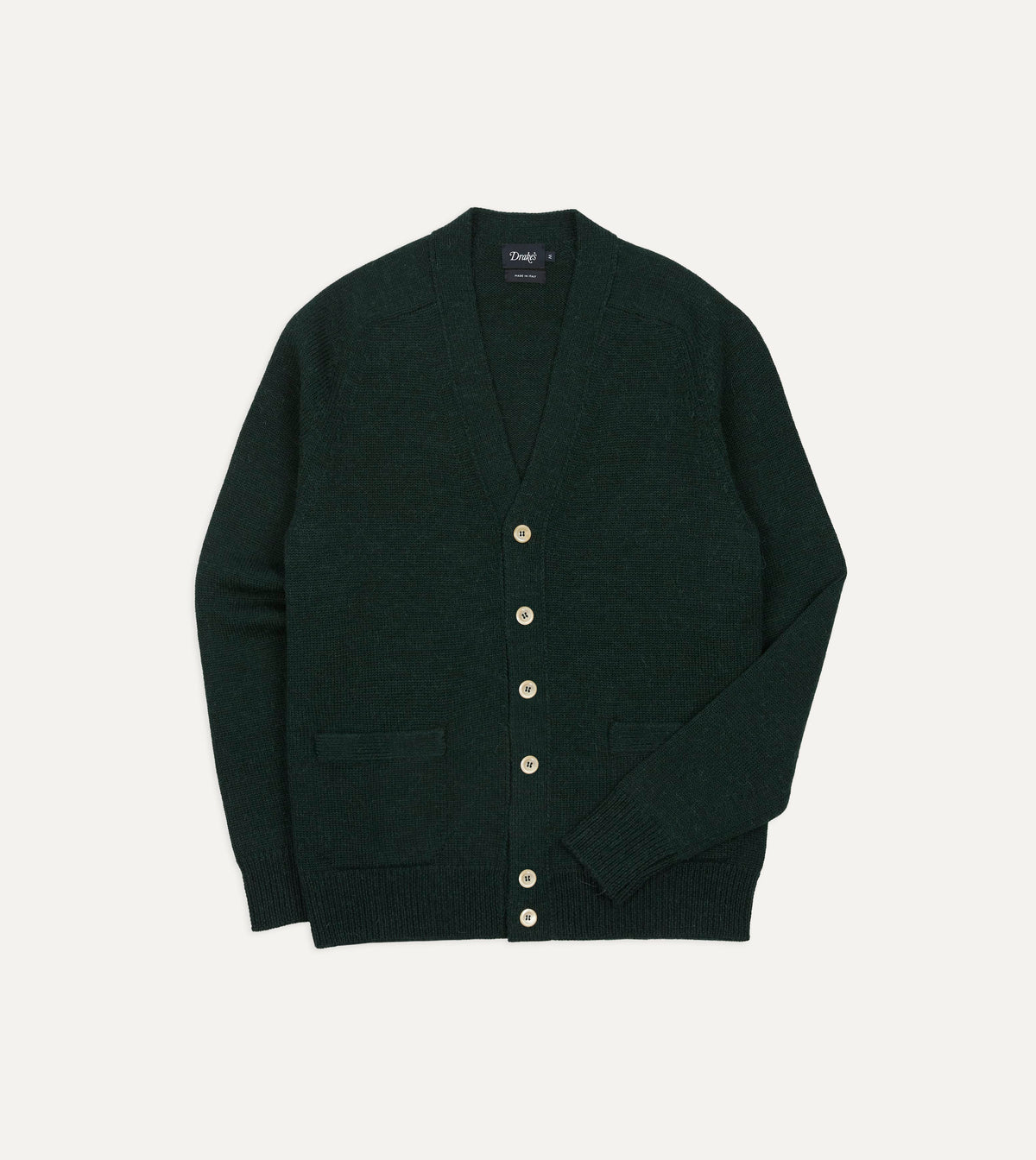 Green Wool-Alpaca Button Cardigan