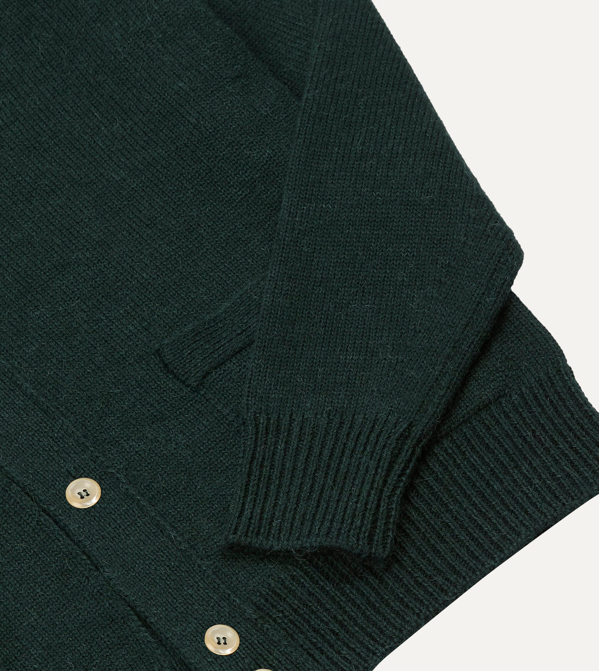Green Wool-Alpaca Button Cardigan