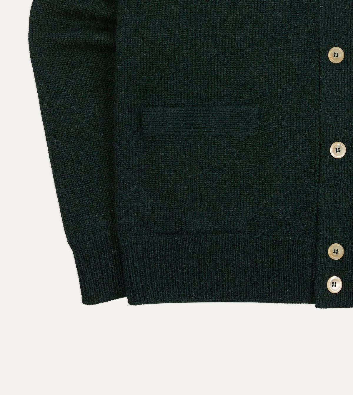 Green Wool-Alpaca Button Cardigan