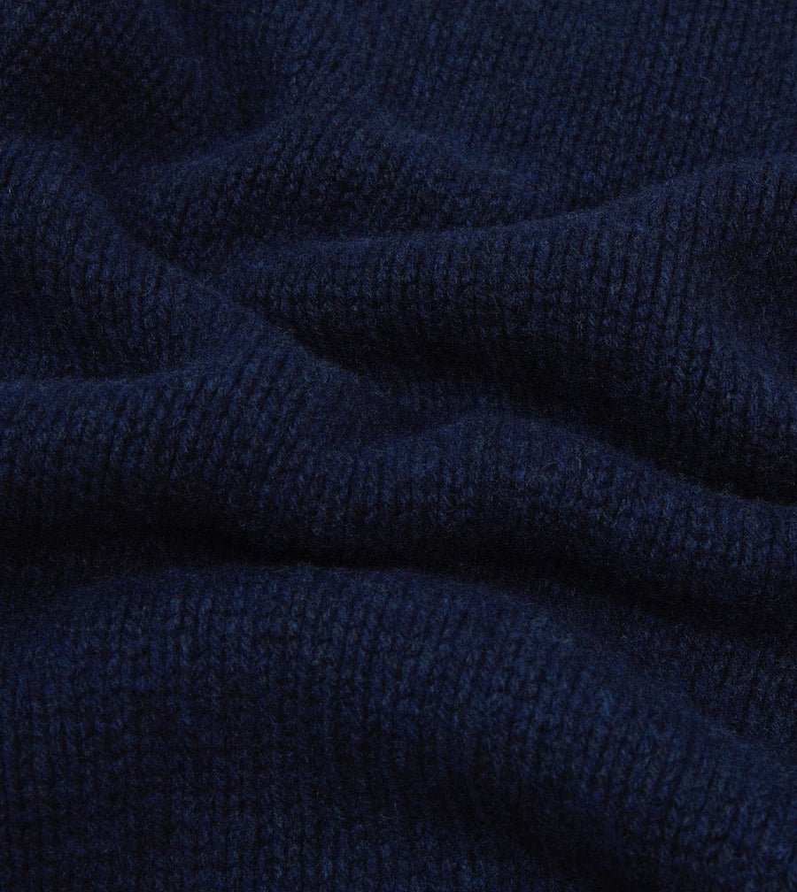 Navy Lambswool Submariner Roll Neck Jumper