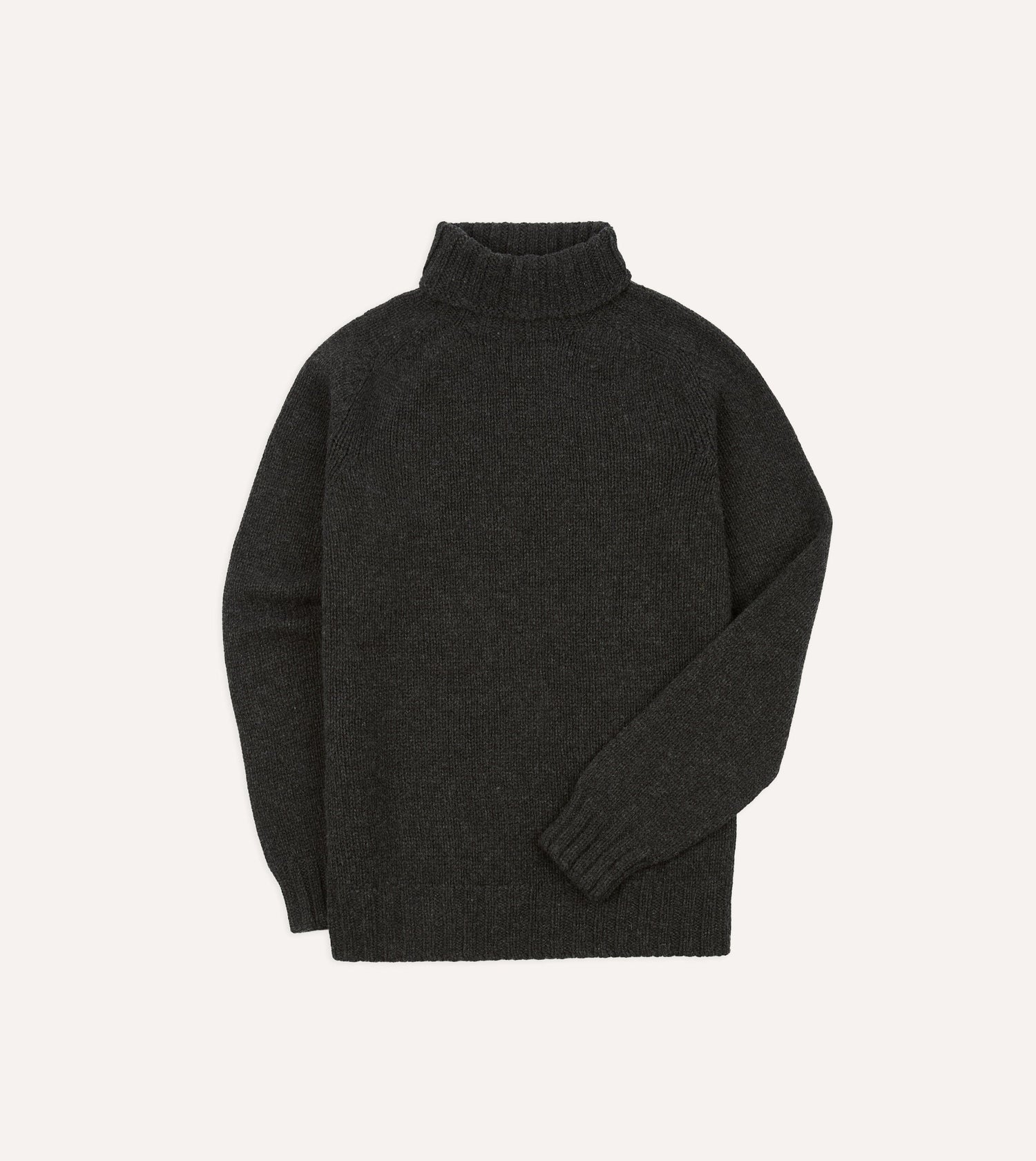 Charcoal Lambswool Submariner Roll Neck Jumper