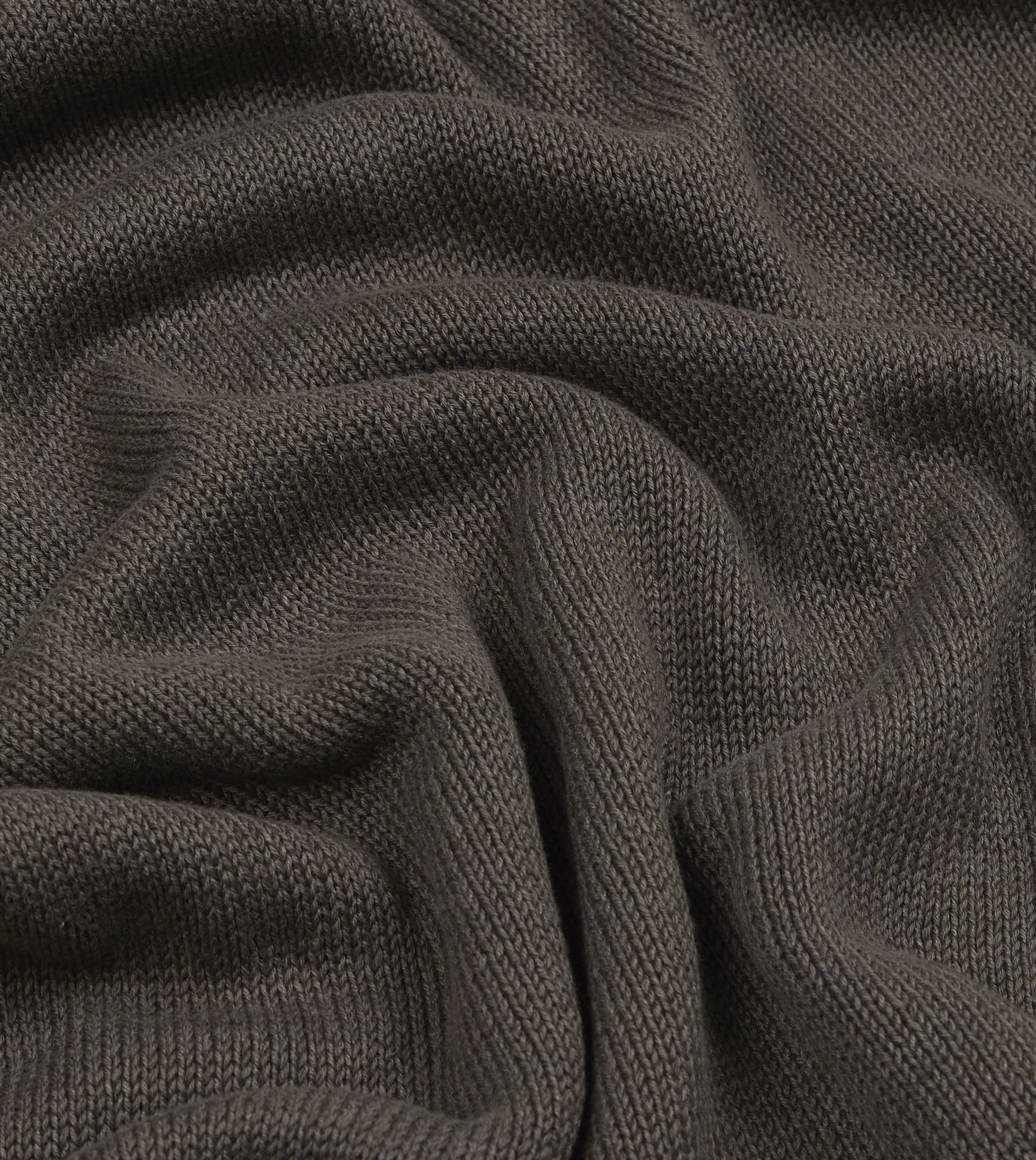 Brown Linen-Cotton Mock Neck Jumper – Drakes