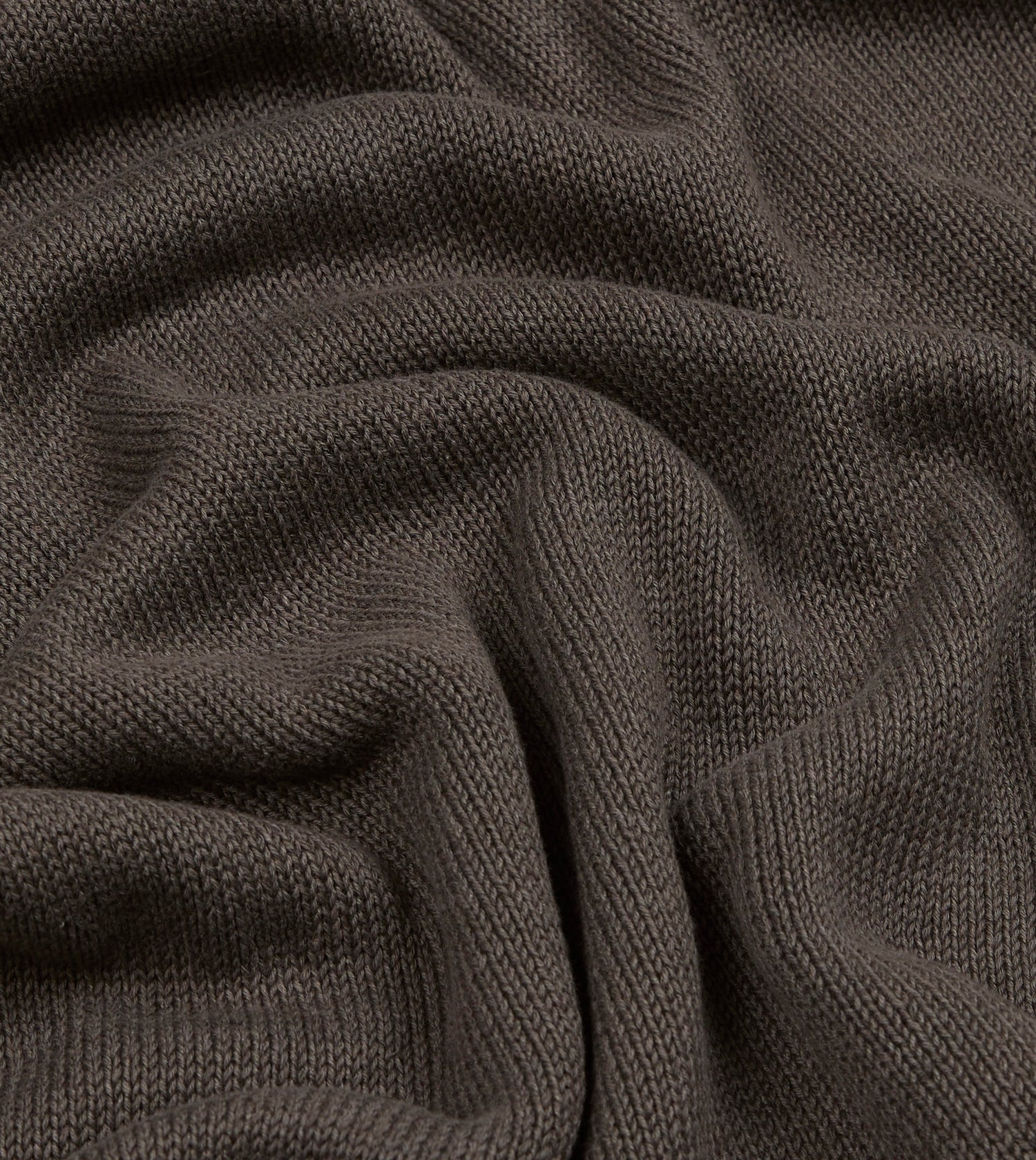 Brown Linen-Cotton Mock Neck Jumper