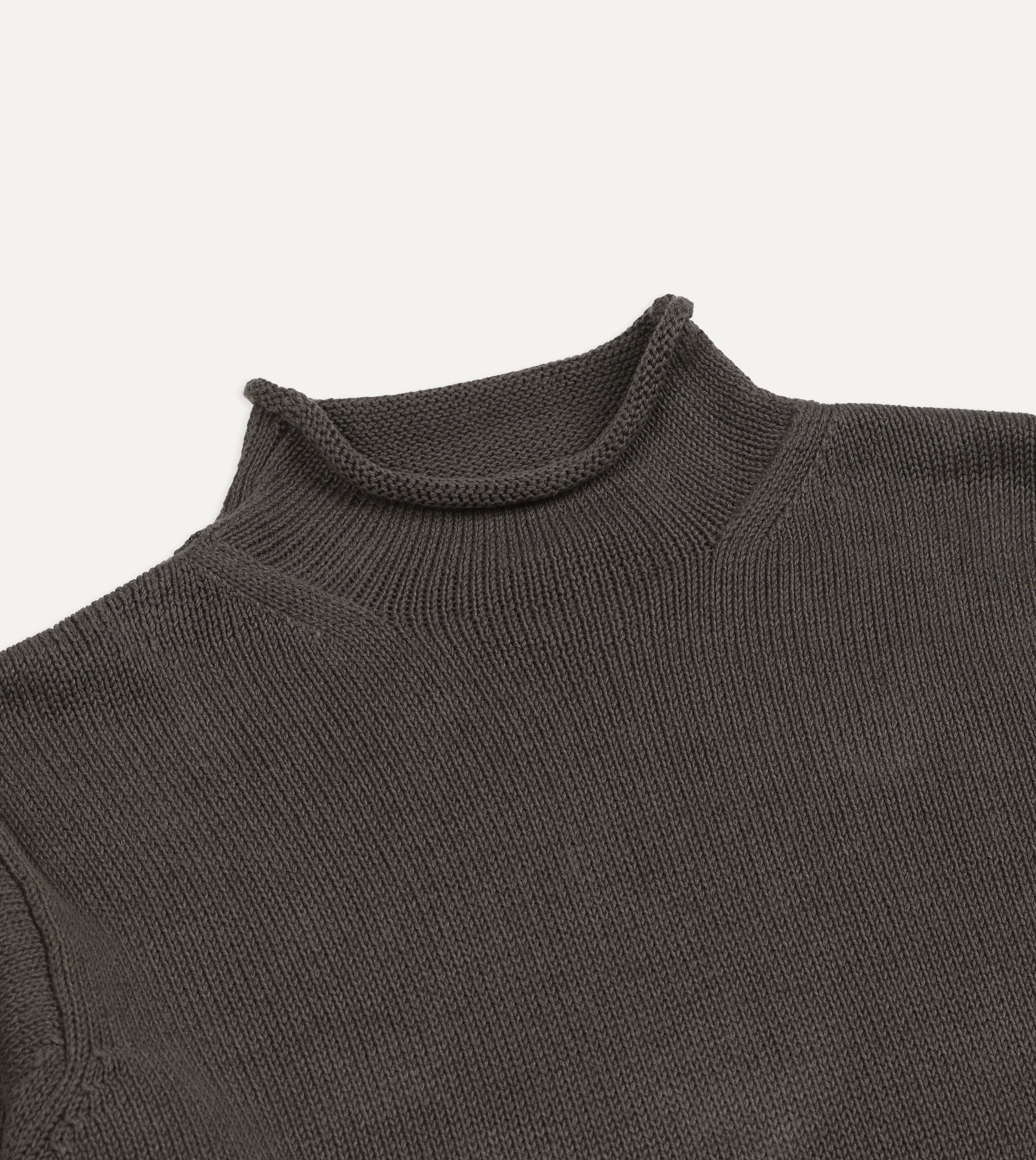 Drake's ブラウンニットセーター　ドレイクス Brown Linen-Cotton Mock Neck Jumper – Drakes