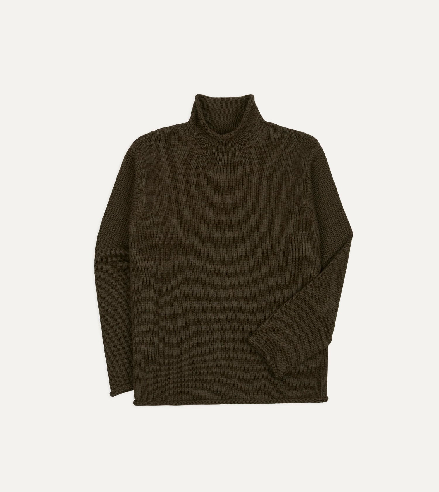 Olive Wool Mock Neck Jumper