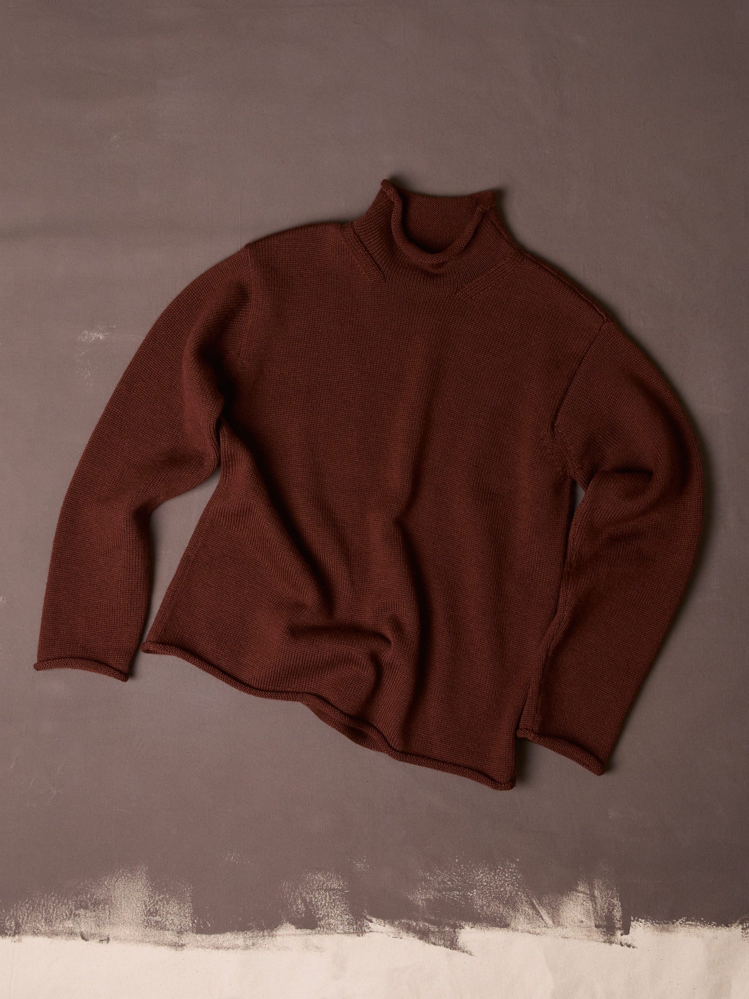 Burgundy Wool Mock Neck Jumper