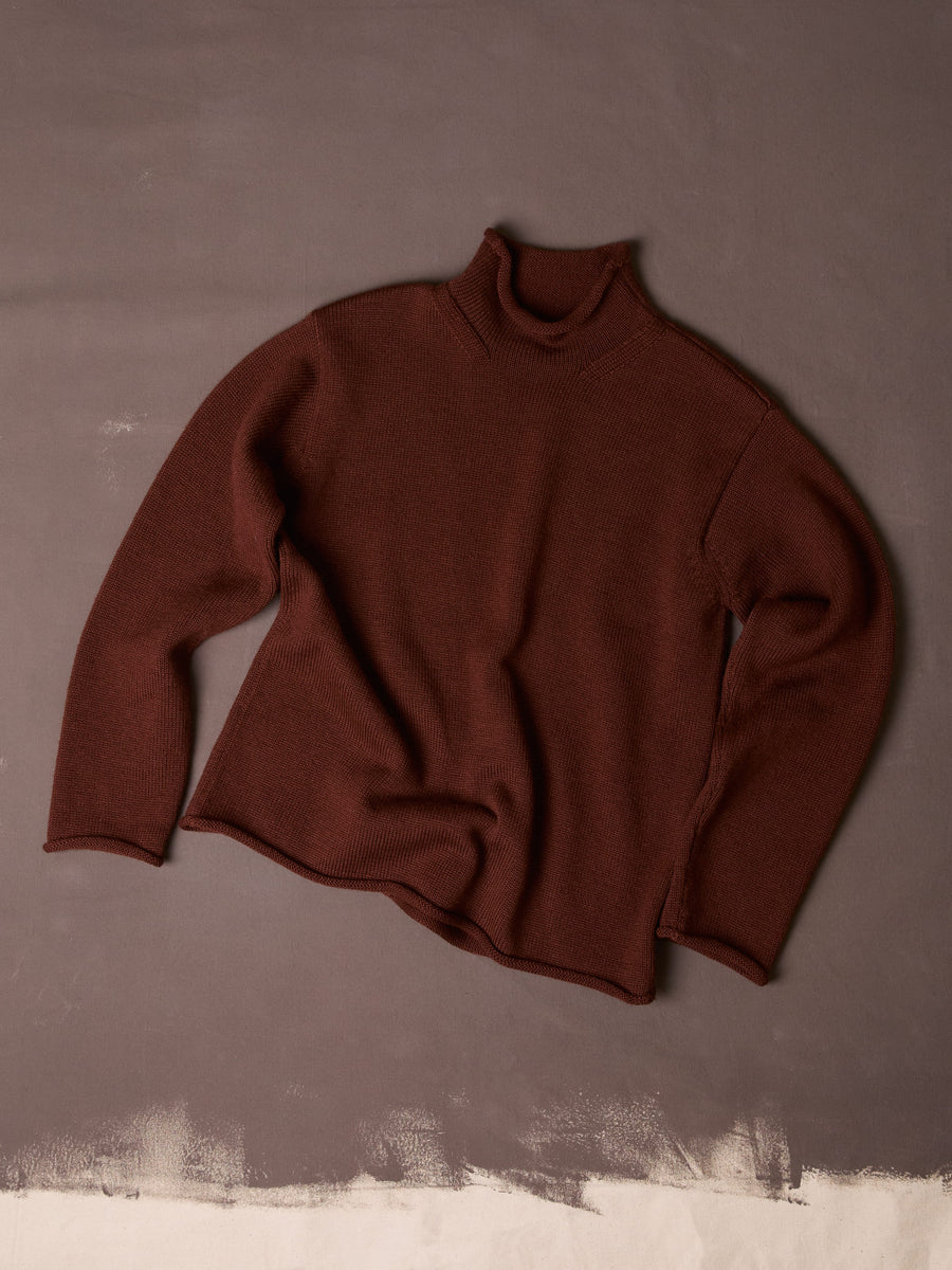 Burgundy Wool Mock Neck Jumper