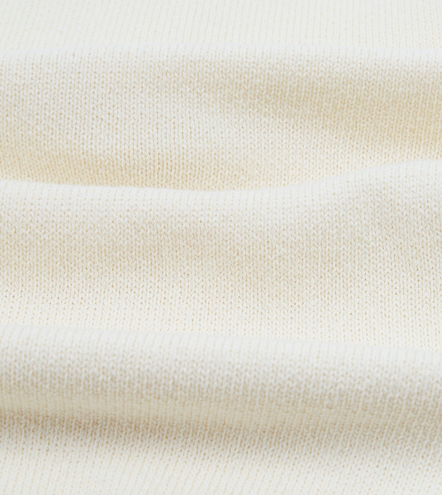 Ecru Knitted Crepe Cotton Short-Sleeve Polo Shirt