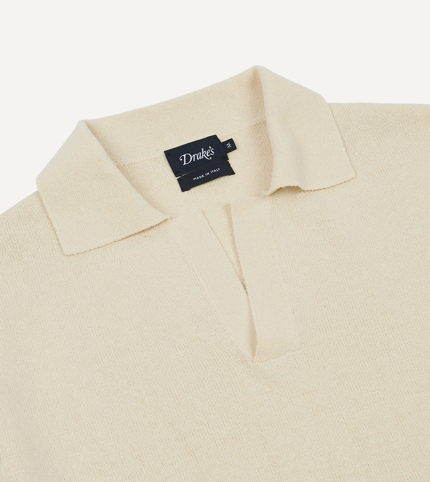 Ecru Knitted Silk Short-Sleeve Polo Shirt