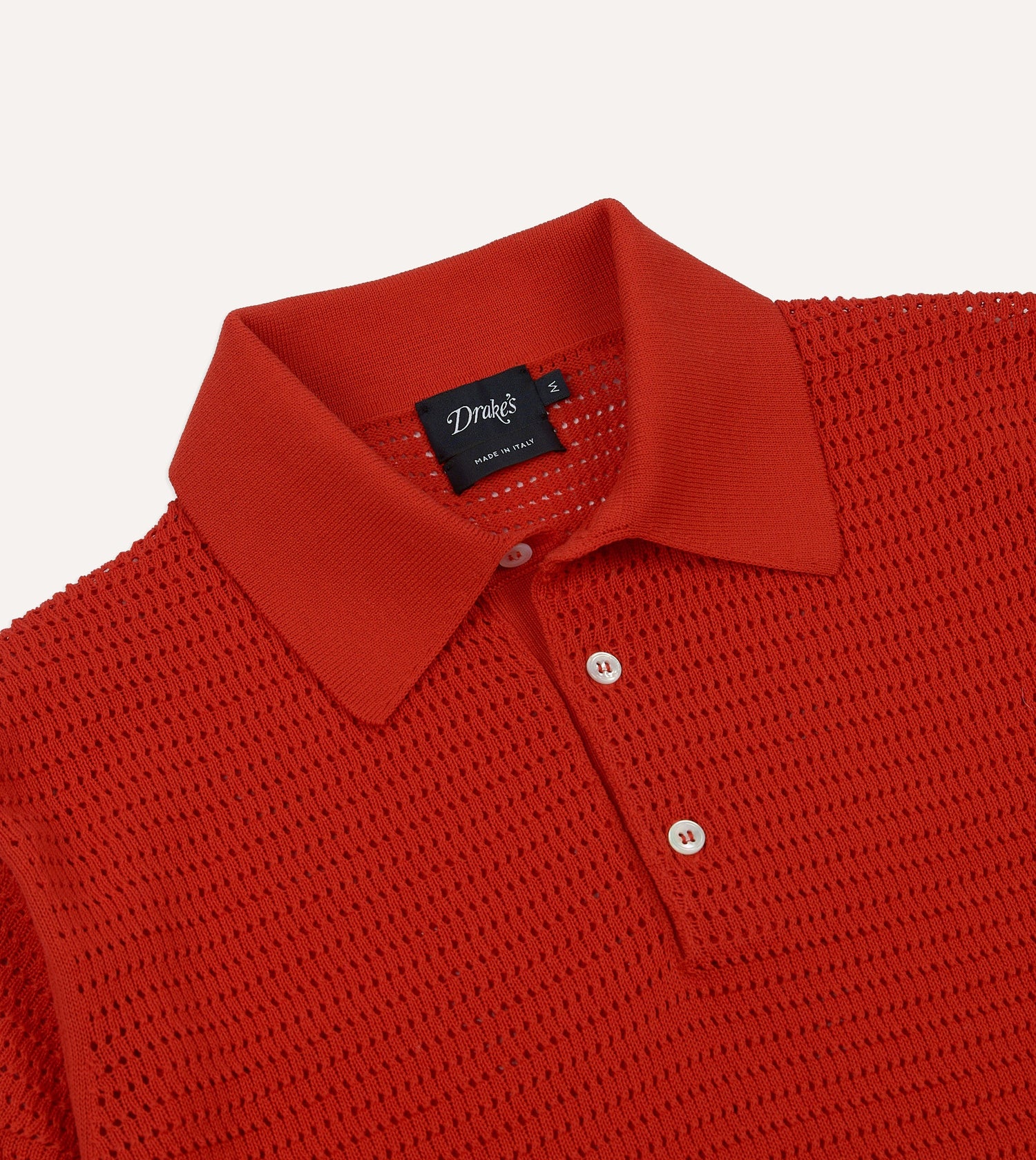 Red Waffle Knit Cotton Short-Sleeve Polo Shirt