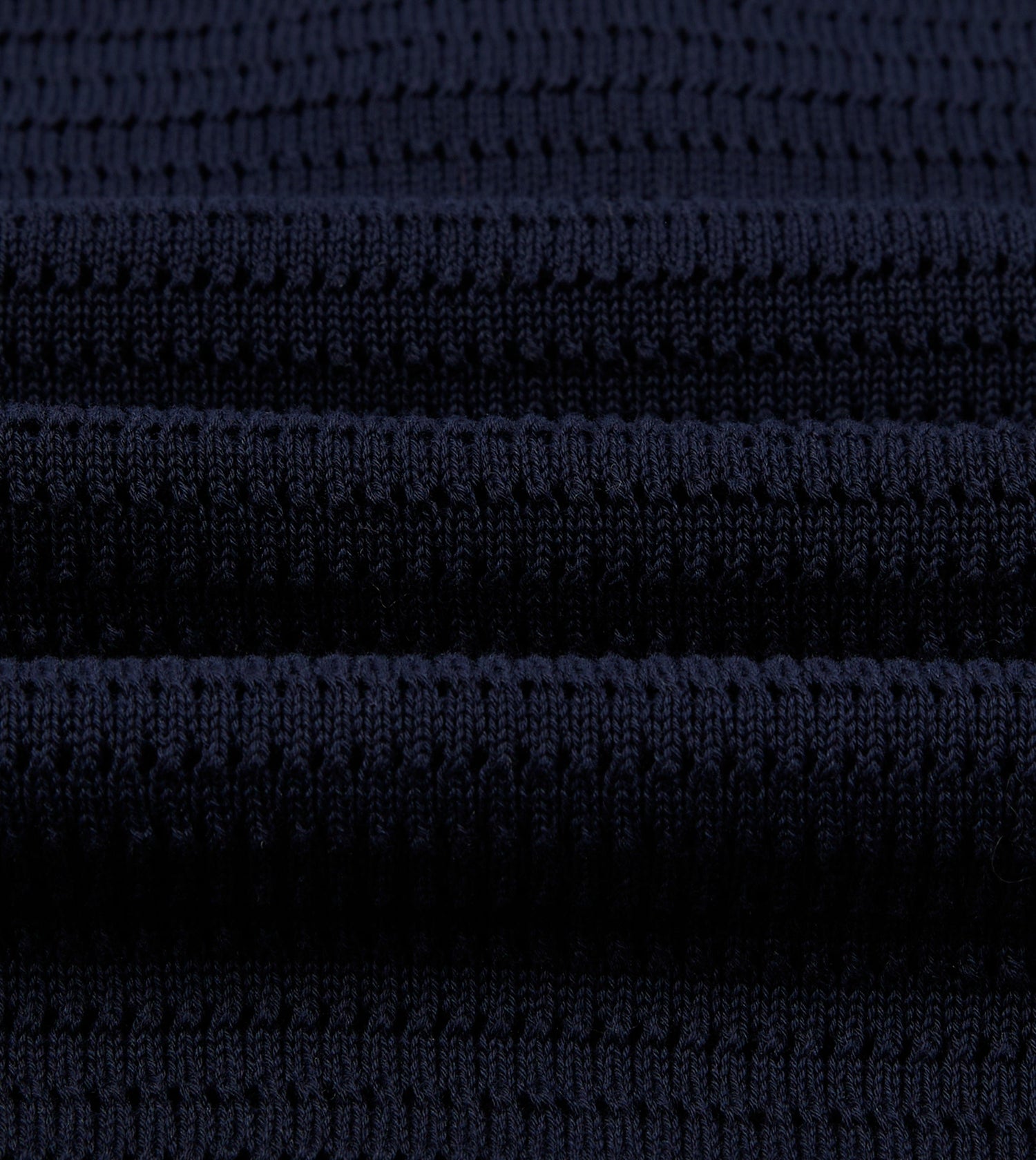 Navy Waffle Knit Cotton Short-Sleeve Polo Shirt