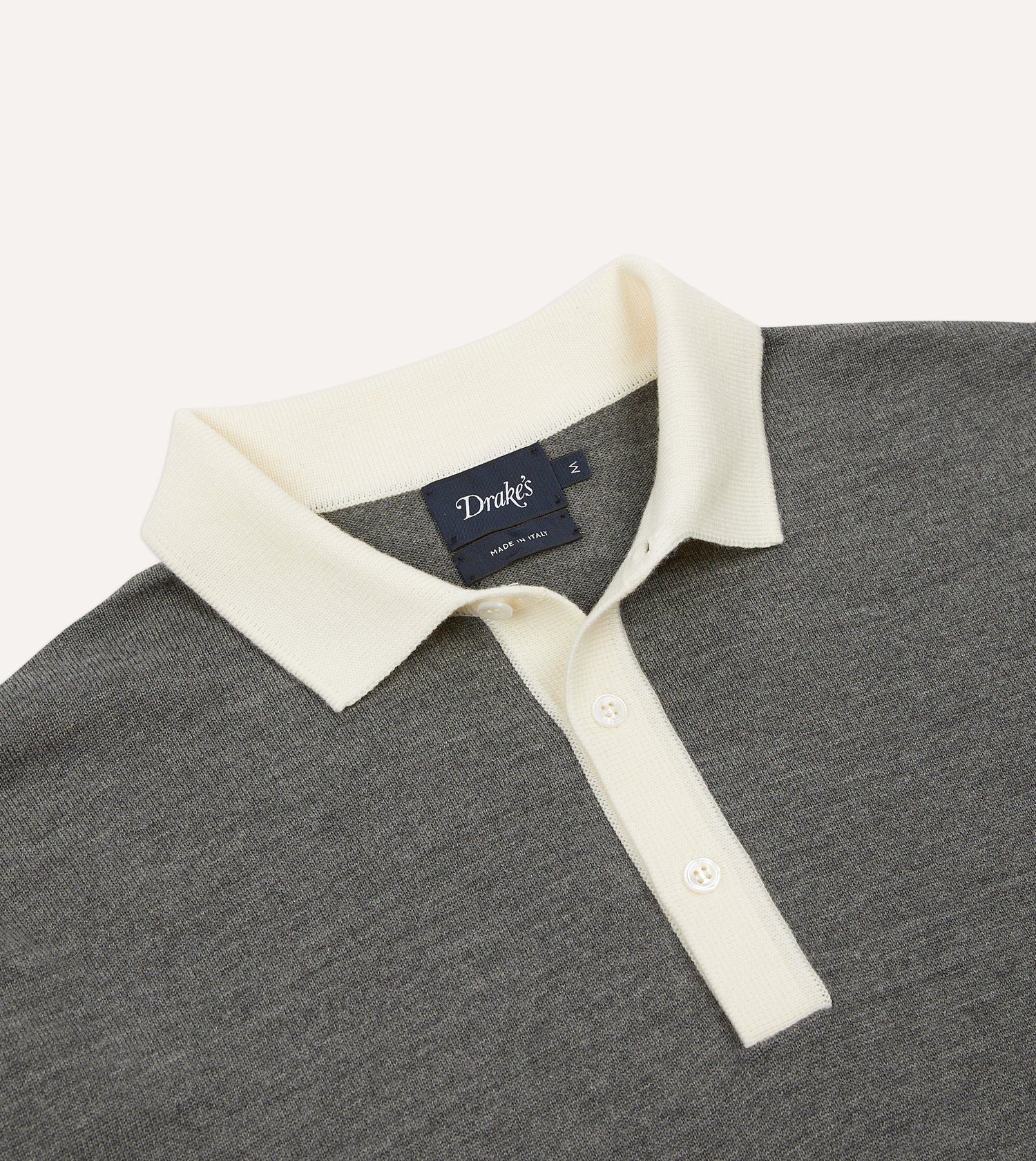 Grey Merino Wool Knitted Rugby Shirt