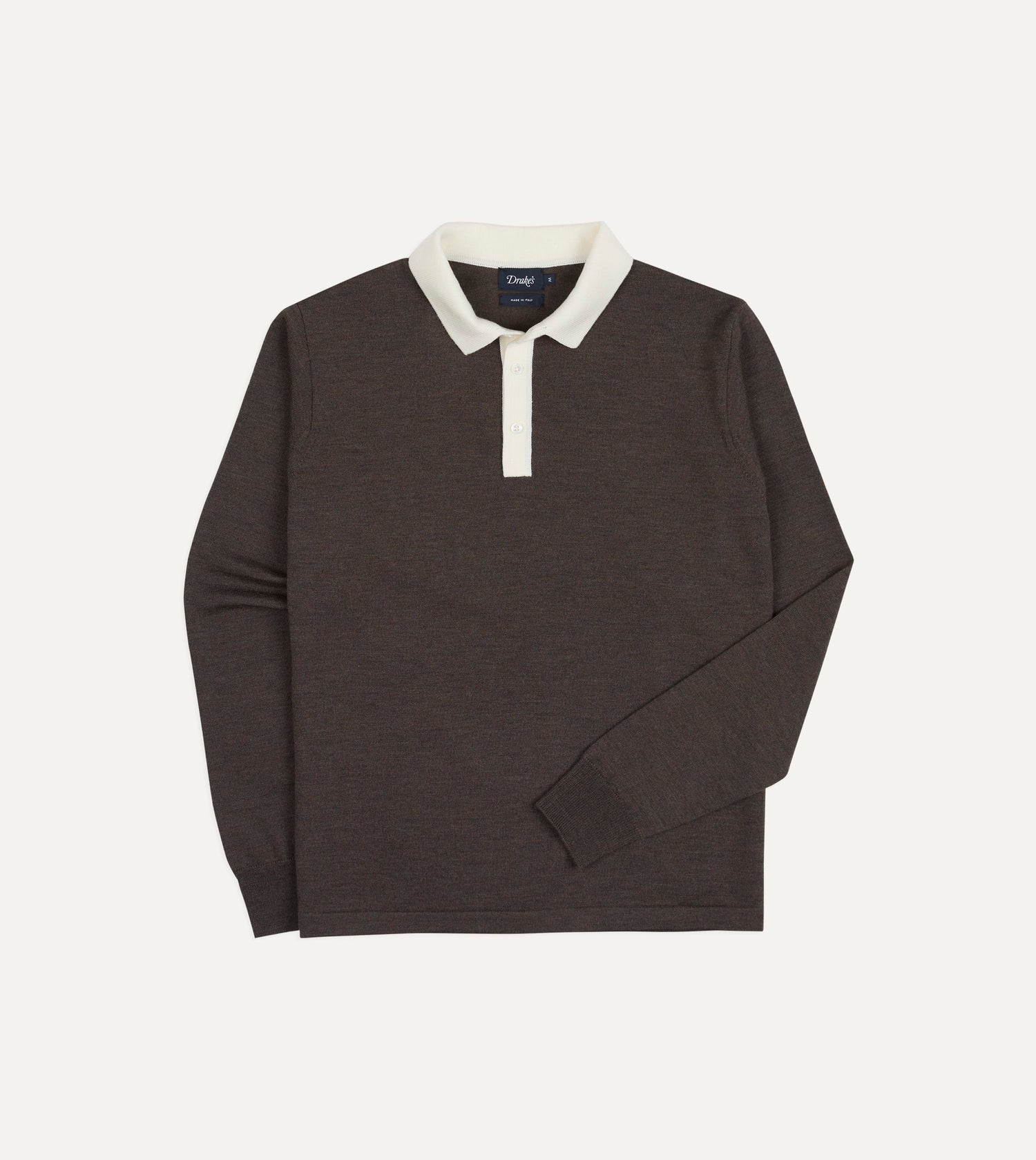 Brown Merino Wool Knitted Rugby Shirt