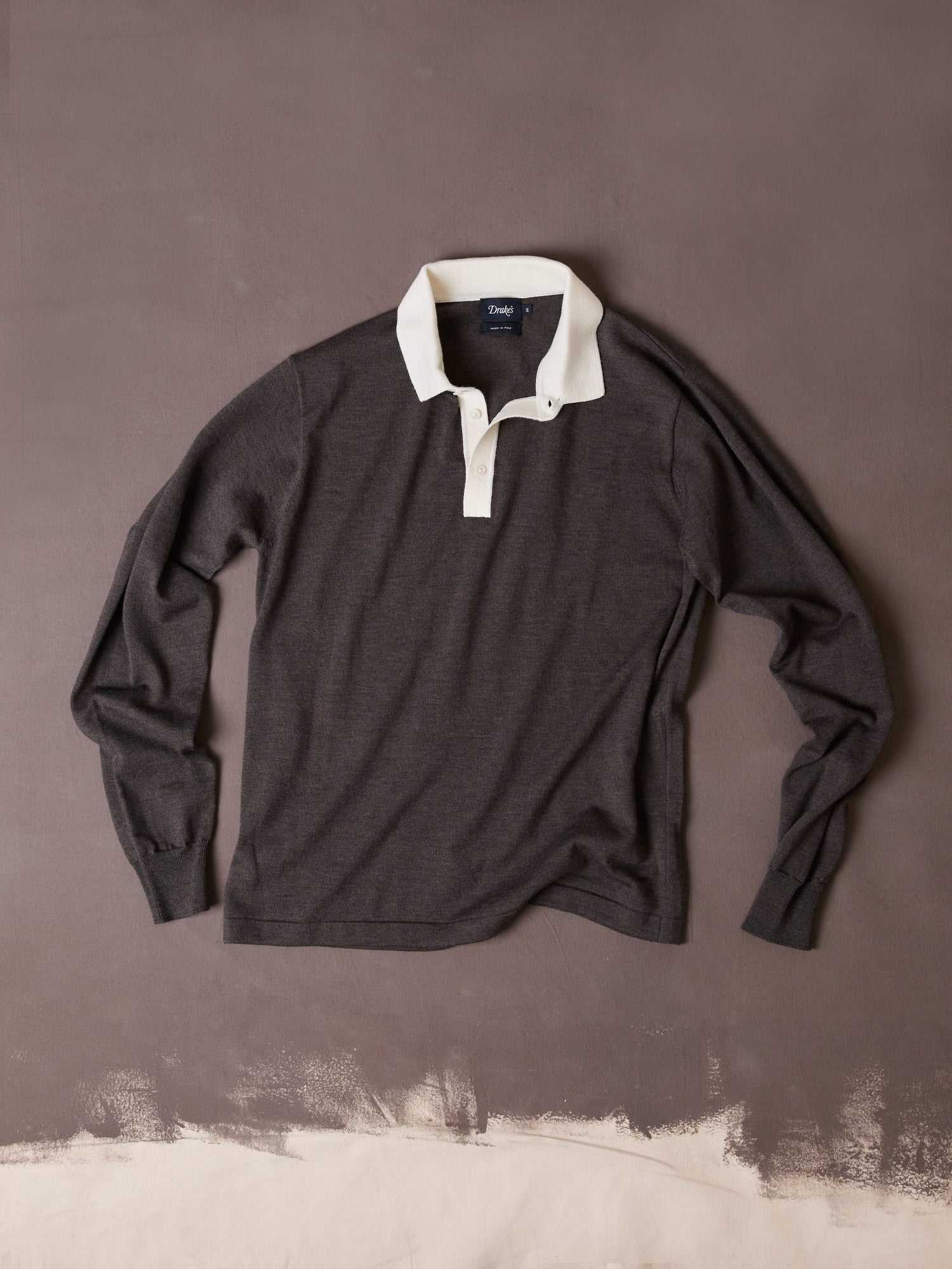 Brown Merino Wool Knitted Rugby Shirt