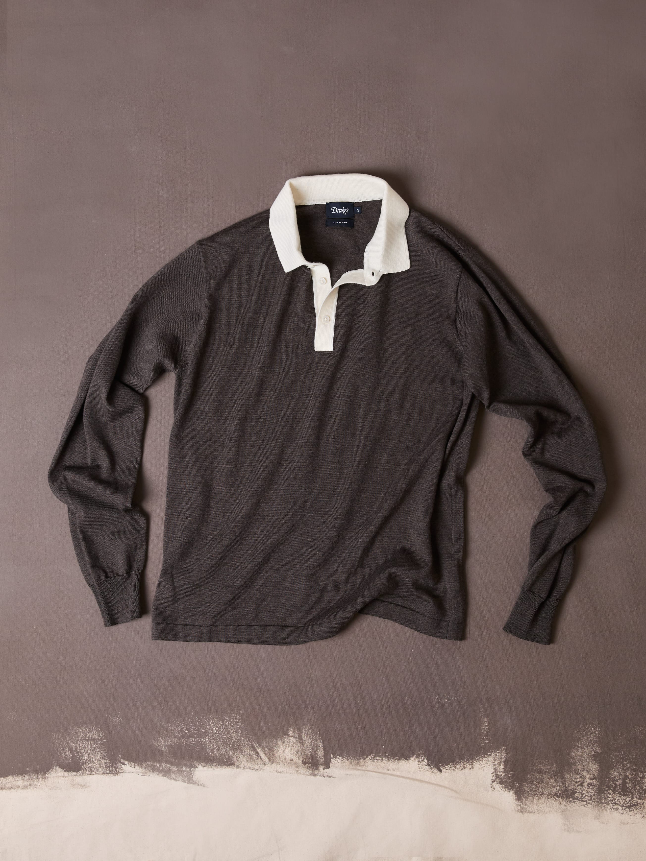 Brown Merino Wool Knitted Rugby Shirt
