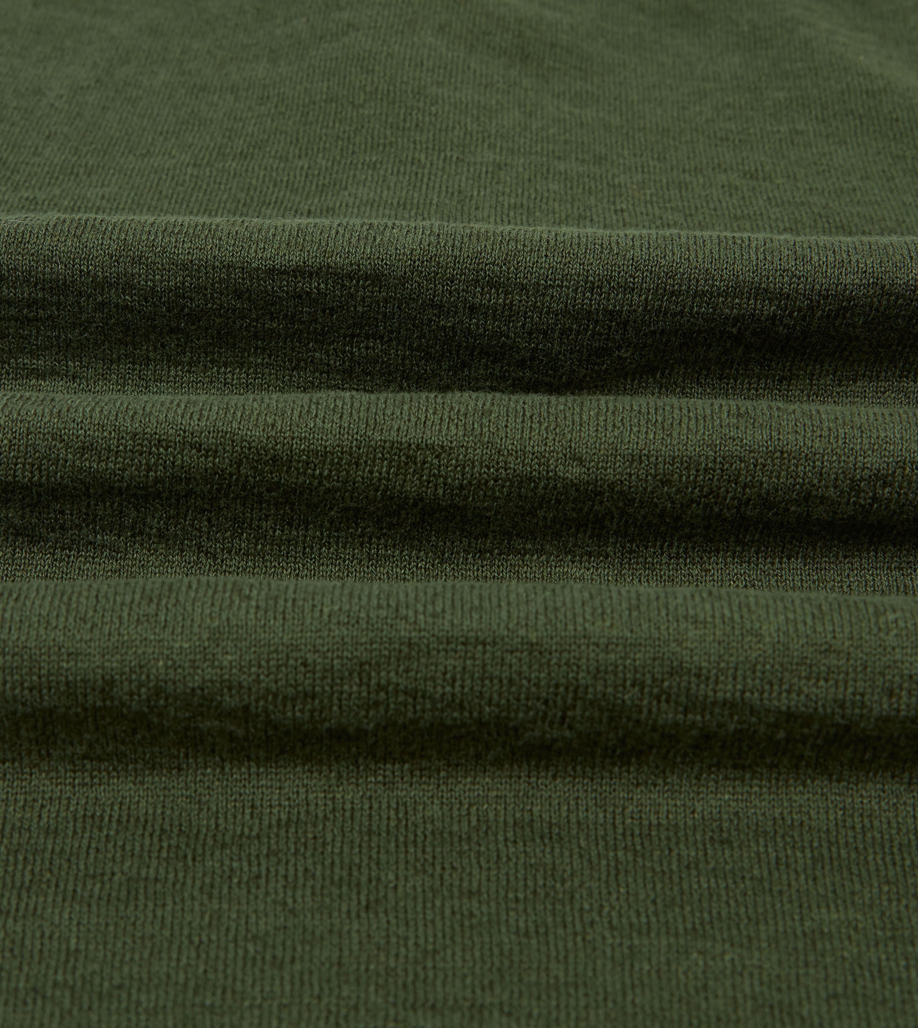 Green Linen-Cotton Knitted Long-Sleeve Polo Shirt