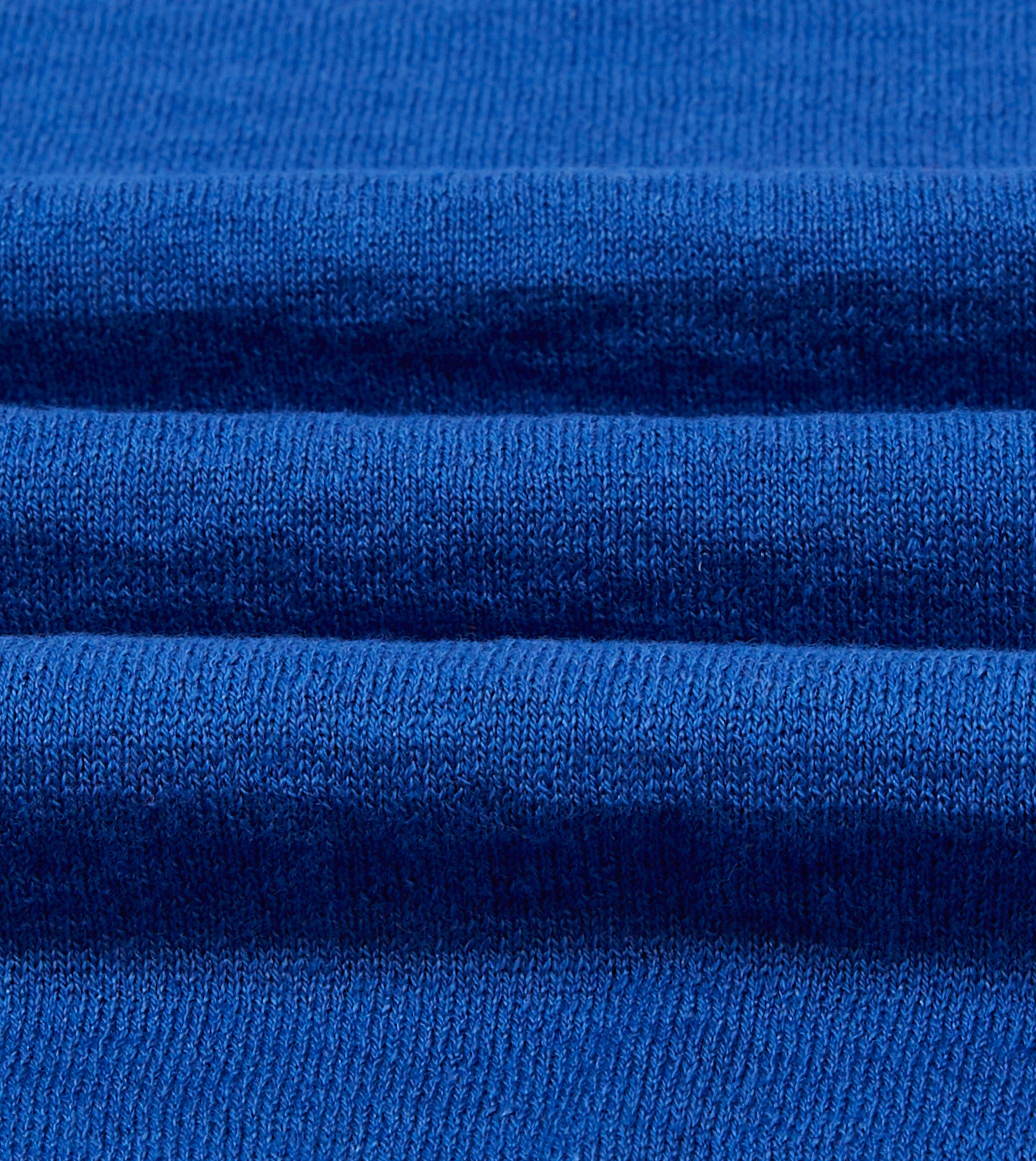 Blue Linen-Cotton Knitted Long-Sleeve Polo Shirt