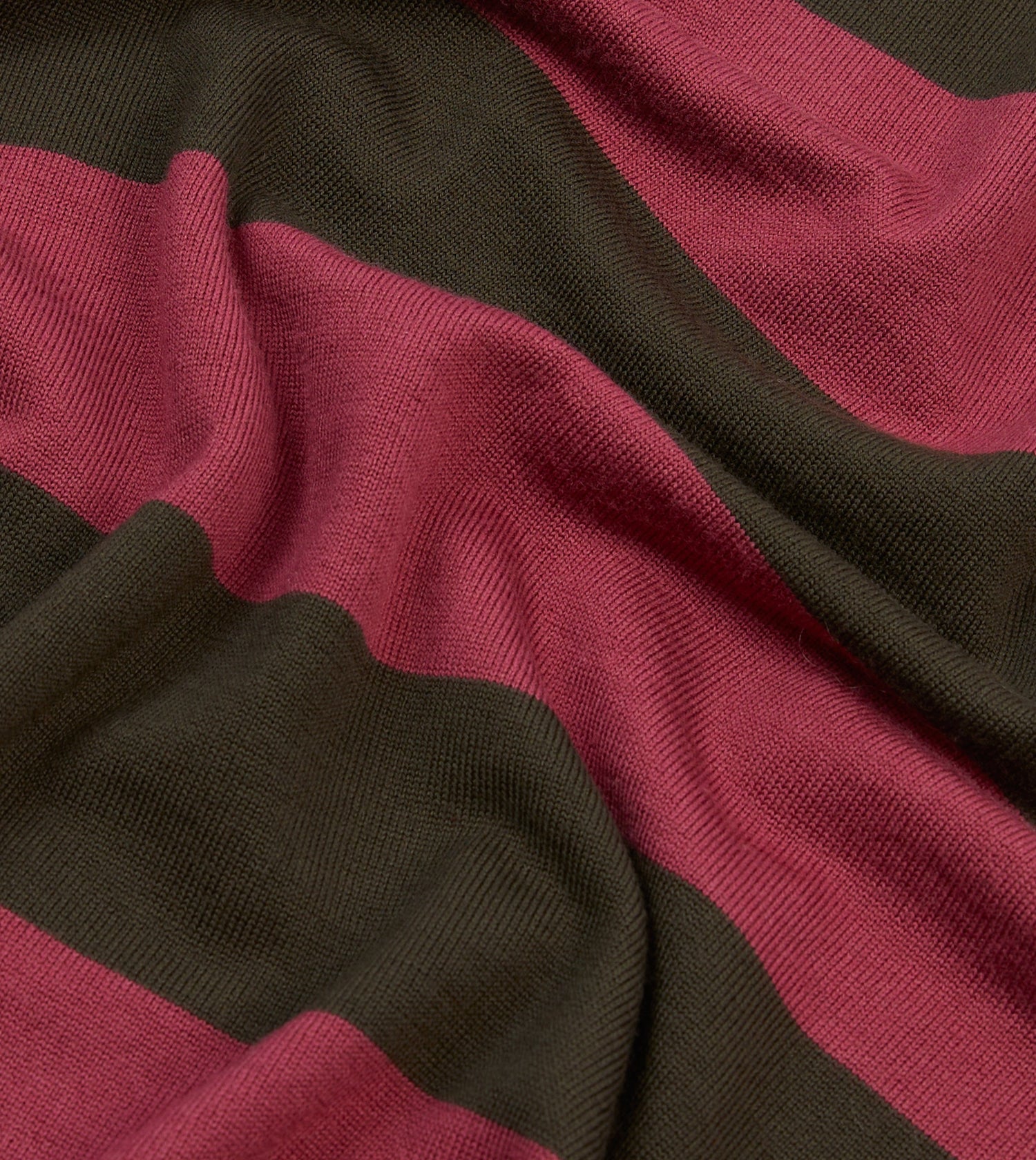 Pink and Olive Block Stripe Knitted Rugby Shirt
