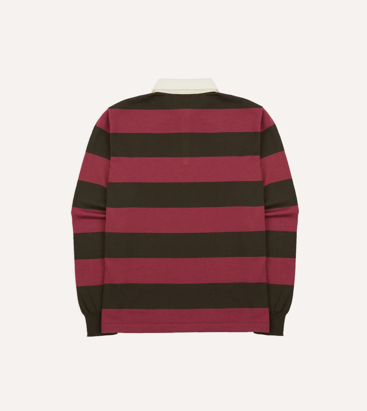 Pink and Olive Block Stripe Knitted Rugby Shirt