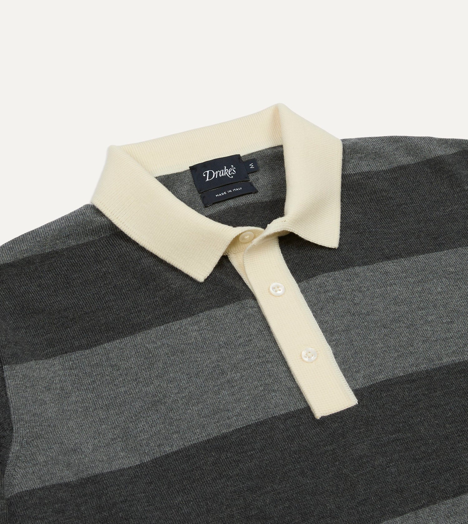 Grey Block Stripe Knitted Rugby Shirt