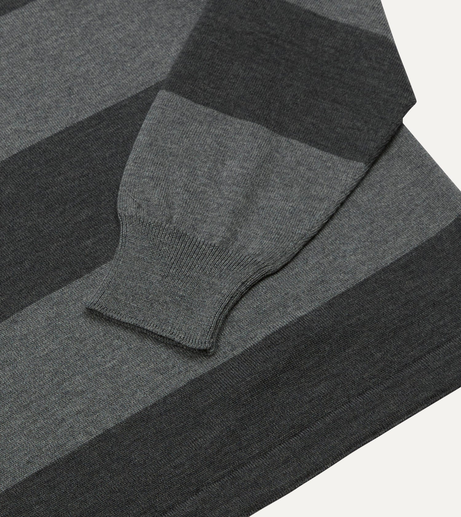 Grey Block Stripe Knitted Rugby Shirt