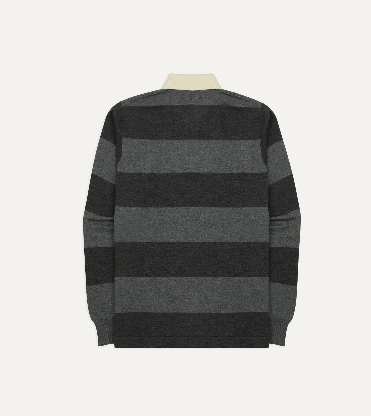 Grey Block Stripe Knitted Rugby Shirt