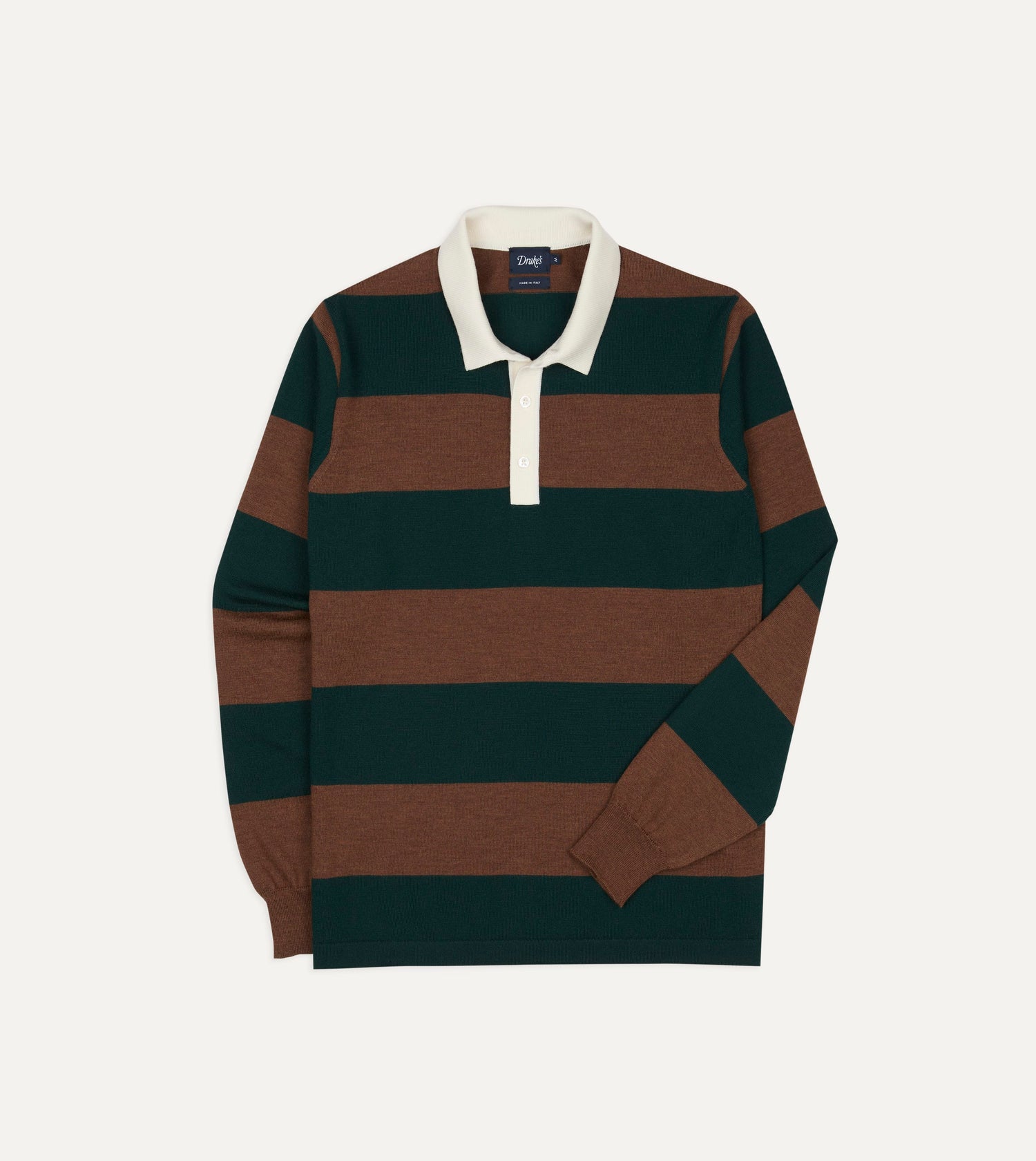 Green and Brown Block Stripe Knitted Rugby Shirt