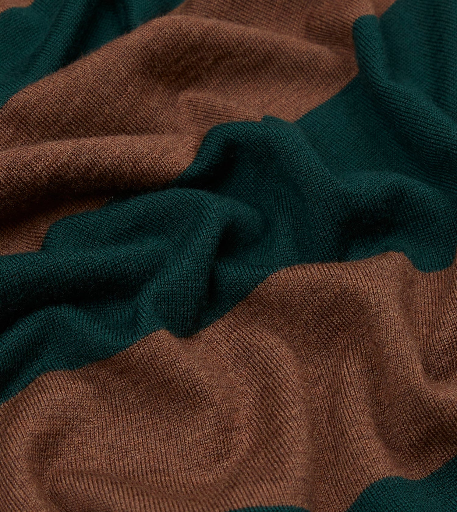 Green and Brown Block Stripe Knitted Rugby Shirt