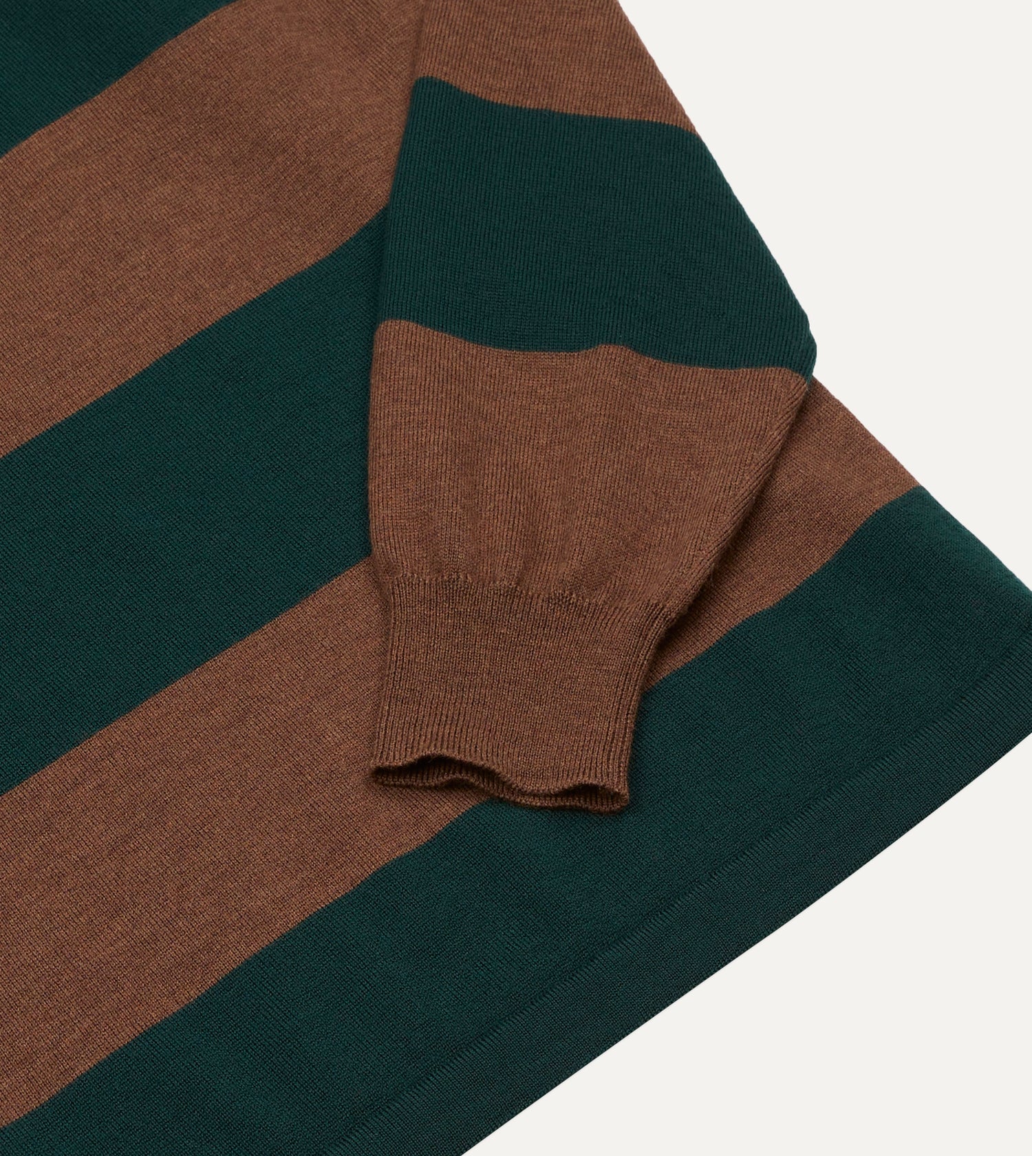 Green and Brown Block Stripe Knitted Rugby Shirt
